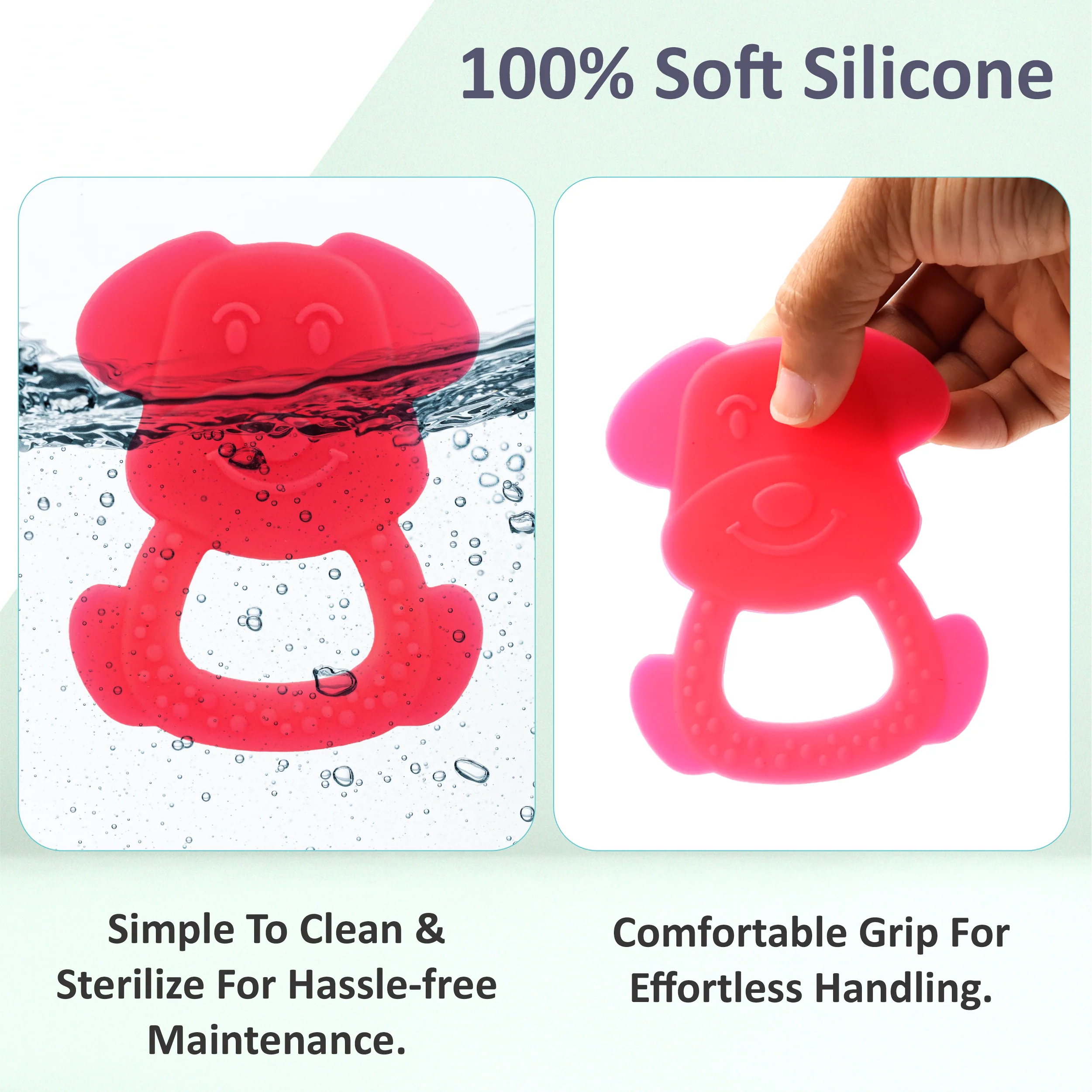 Chanak Dog Shape Teether for Babies 6-12 Months | BPA Free Food Grade Silicone Teething Toy – BIS Approved - Image 4