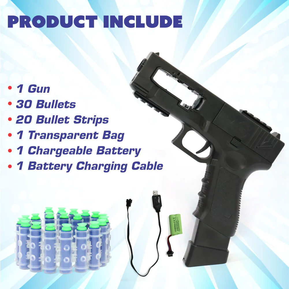 Chanak Automatic Dart Gun for Kids 3+ Years | 30 Rapid Fire Foam Bullets with Rechargeable Briefcase – BIS Approved - Image 4