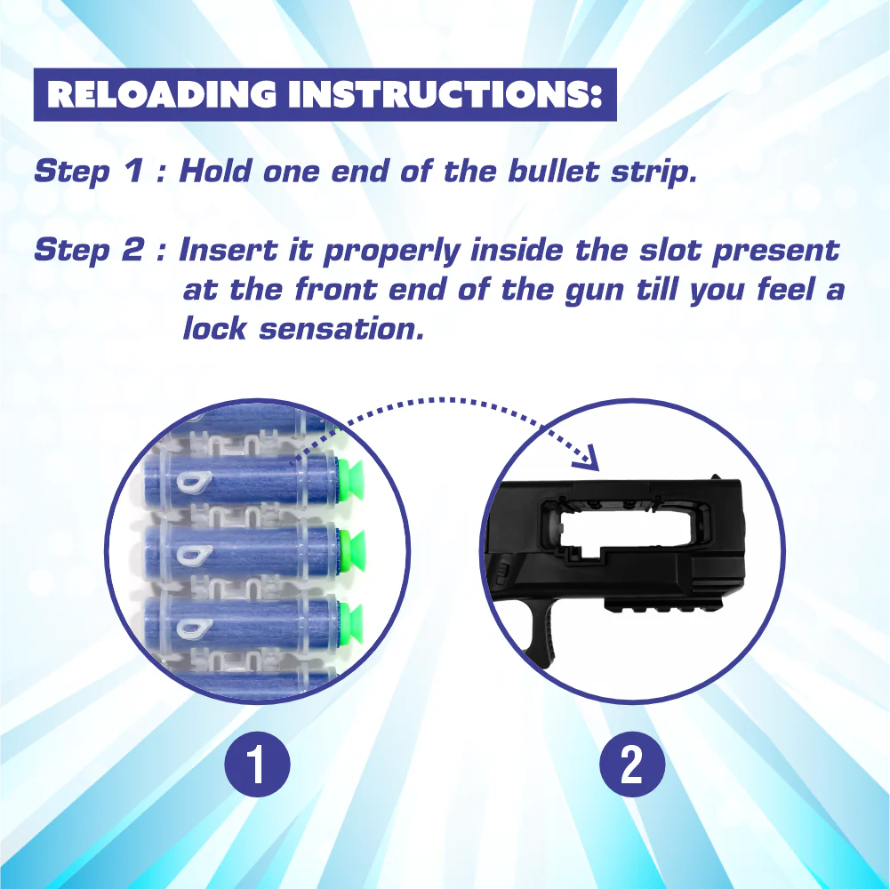 Chanak Automatic Dart Gun for Kids 3+ Years | 30 Rapid Fire Foam Bullets with Rechargeable Briefcase – BIS Approved - Image 6