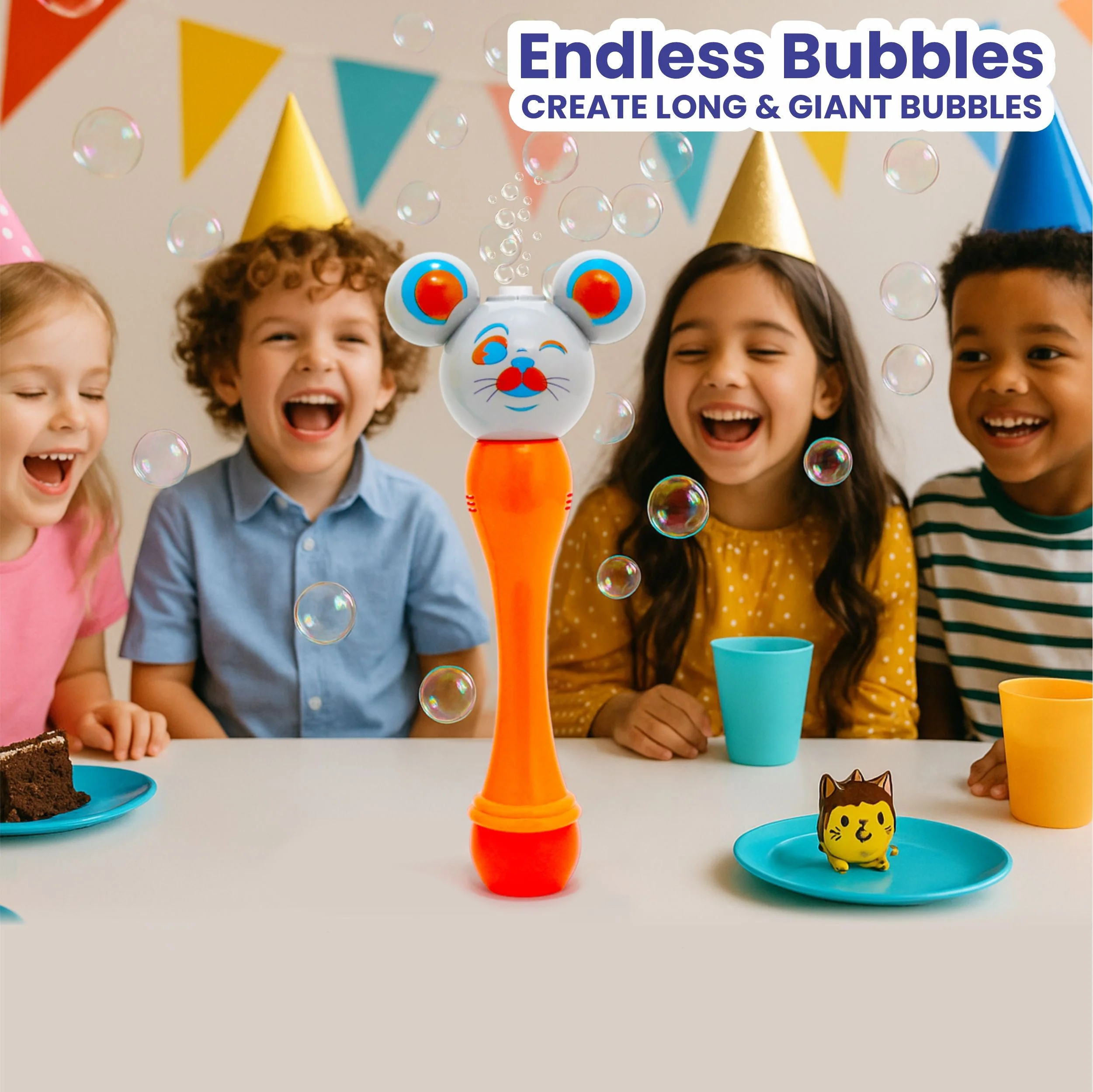 Chanak Cat Face Bubble Machine for Kids 3+ Years | Automatic Bubble Blower with Light & 100ml Solution – BIS Approved (Orange) - Image 6