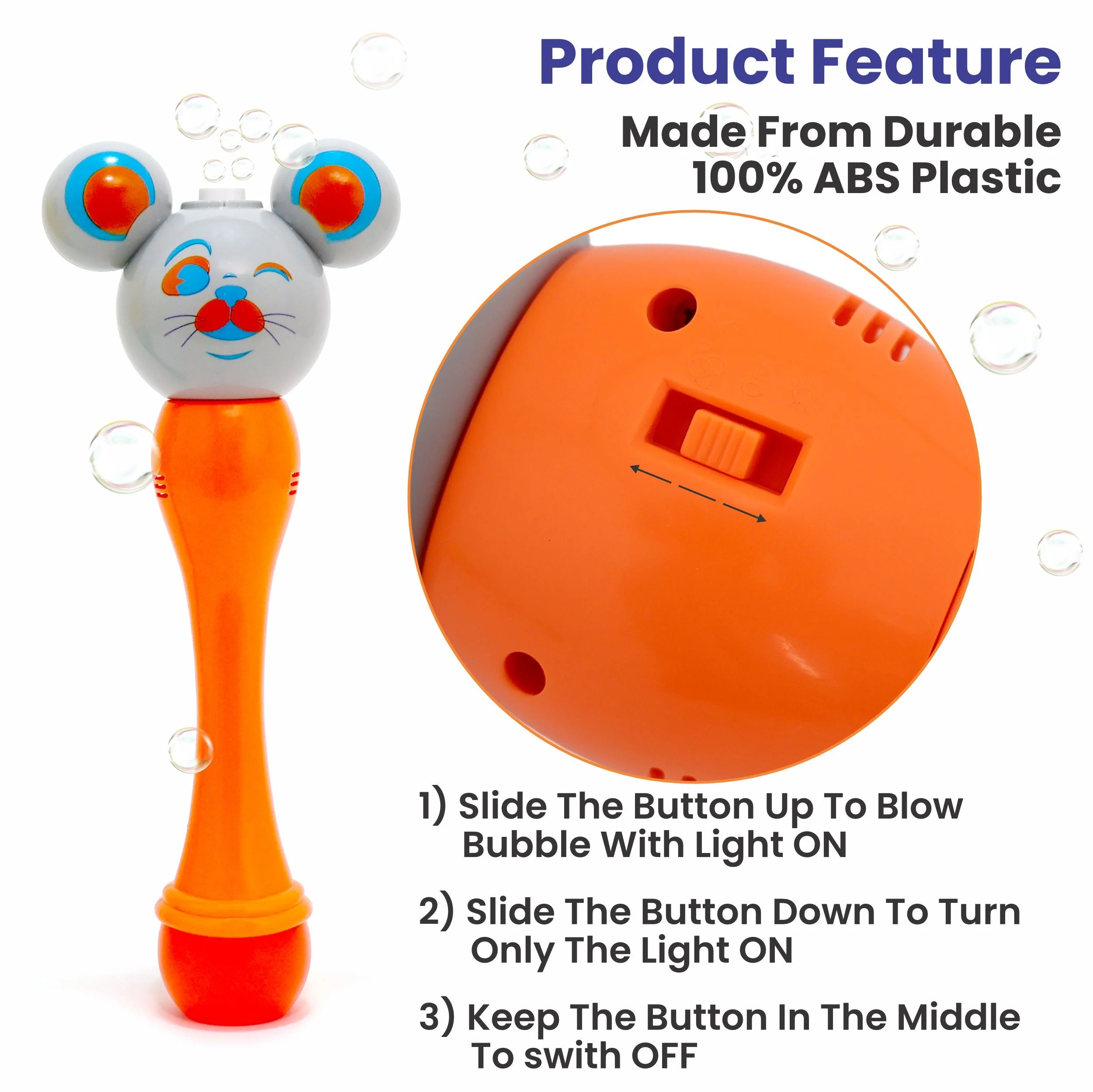 Chanak Cat Face Bubble Machine for Kids 3+ Years | Automatic Bubble Blower with Light & 100ml Solution – BIS Approved (Orange) - Image 7