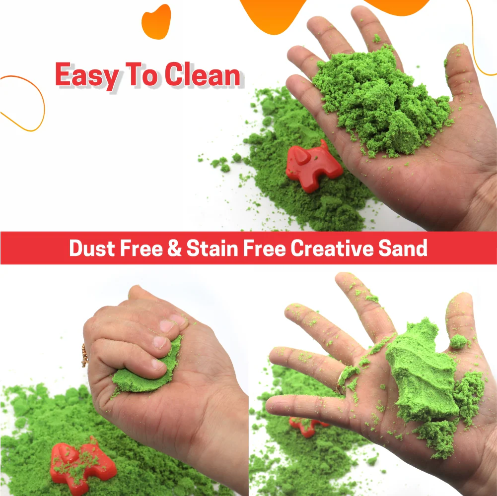 Chanak Creative Sand Kit for Kids 3+ Years | 1kg Non-Toxic Sand with 5 Large & 8 Small Moulds – BIS Approved - Image 6