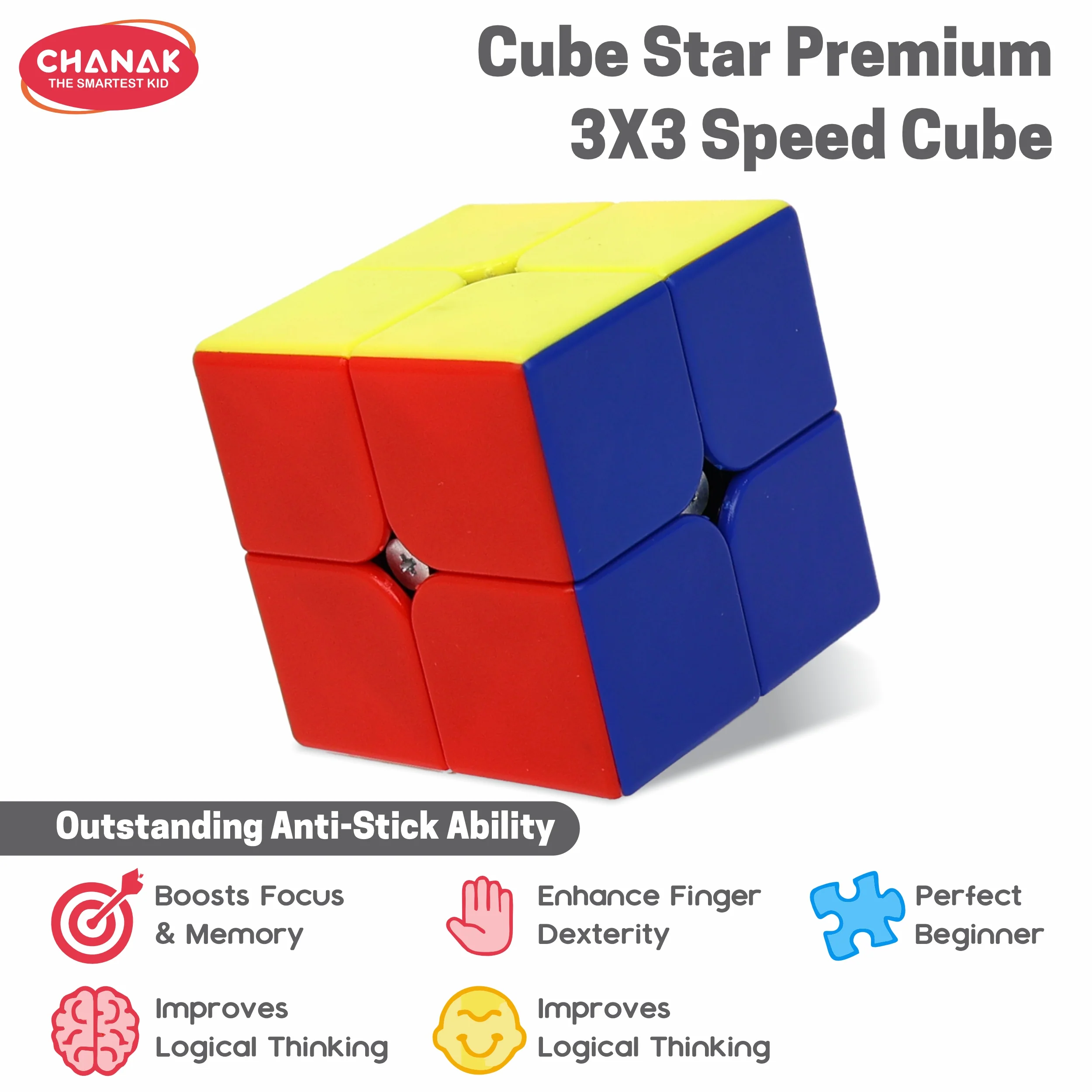 Chanak 2x2 Speed Cube for Kids & Adults 6+ Years | Stickerless Puzzle Cube – BIS Approved - Image 5