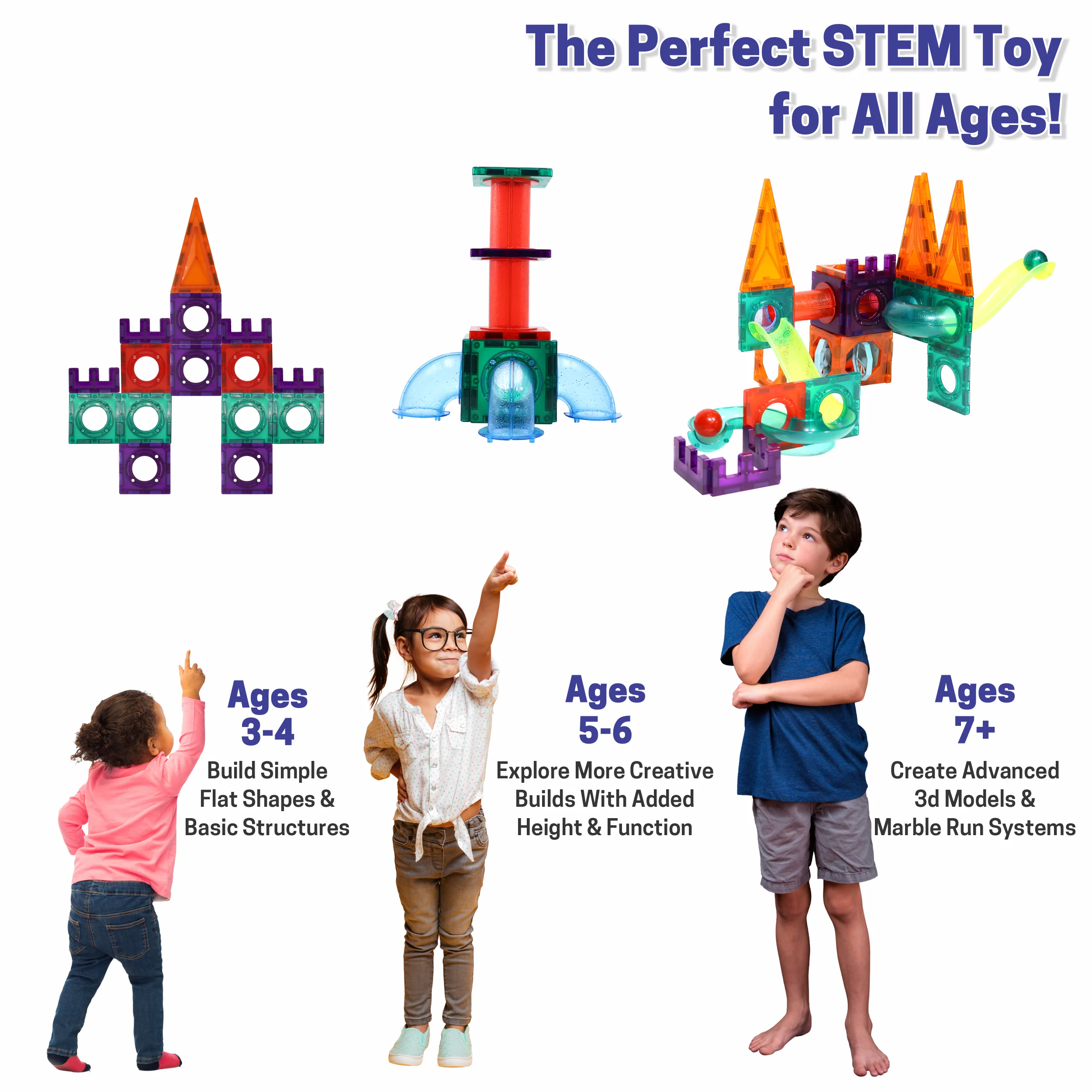 Chanak Magnetic Tiles Building Set for Kids 3+ Years | 48 Pcs STEM Toy with Marble Run, Slides & Balls – BIS Approved - Image 7