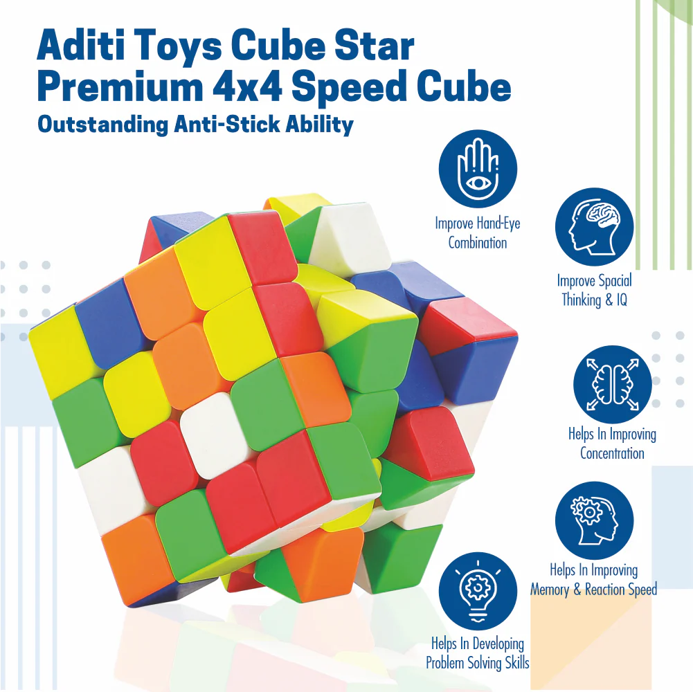 Chanak 4x4 Speed Cube for Kids & Adults 6+ Years | Stickerless Puzzle Cube – BIS Approved - Image 3