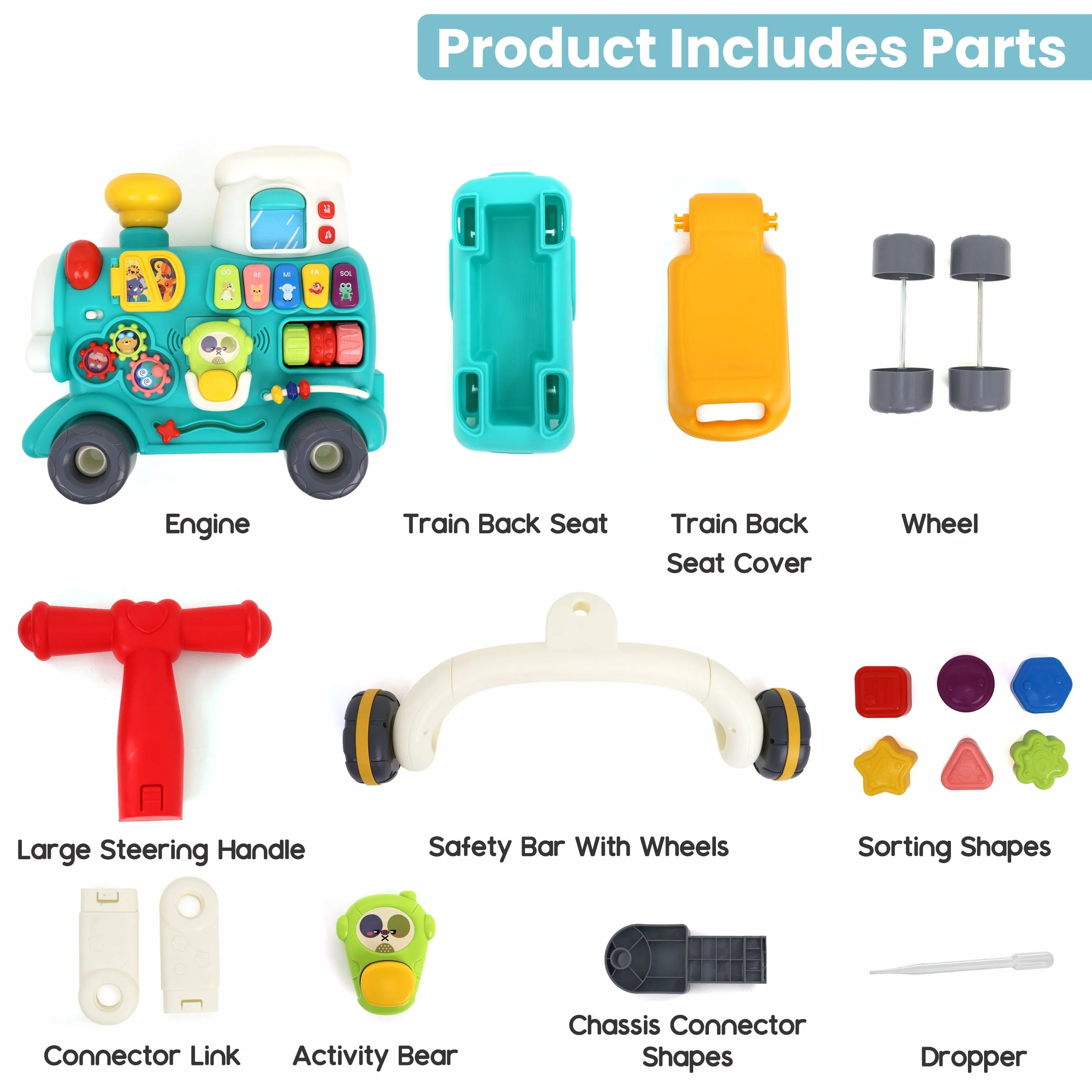 Chanak Tiny Train Baby Walker for 9+ Months | 5-in-1 Activity Centre with Piano, Gears & Maze – BIS Approved - Image 3