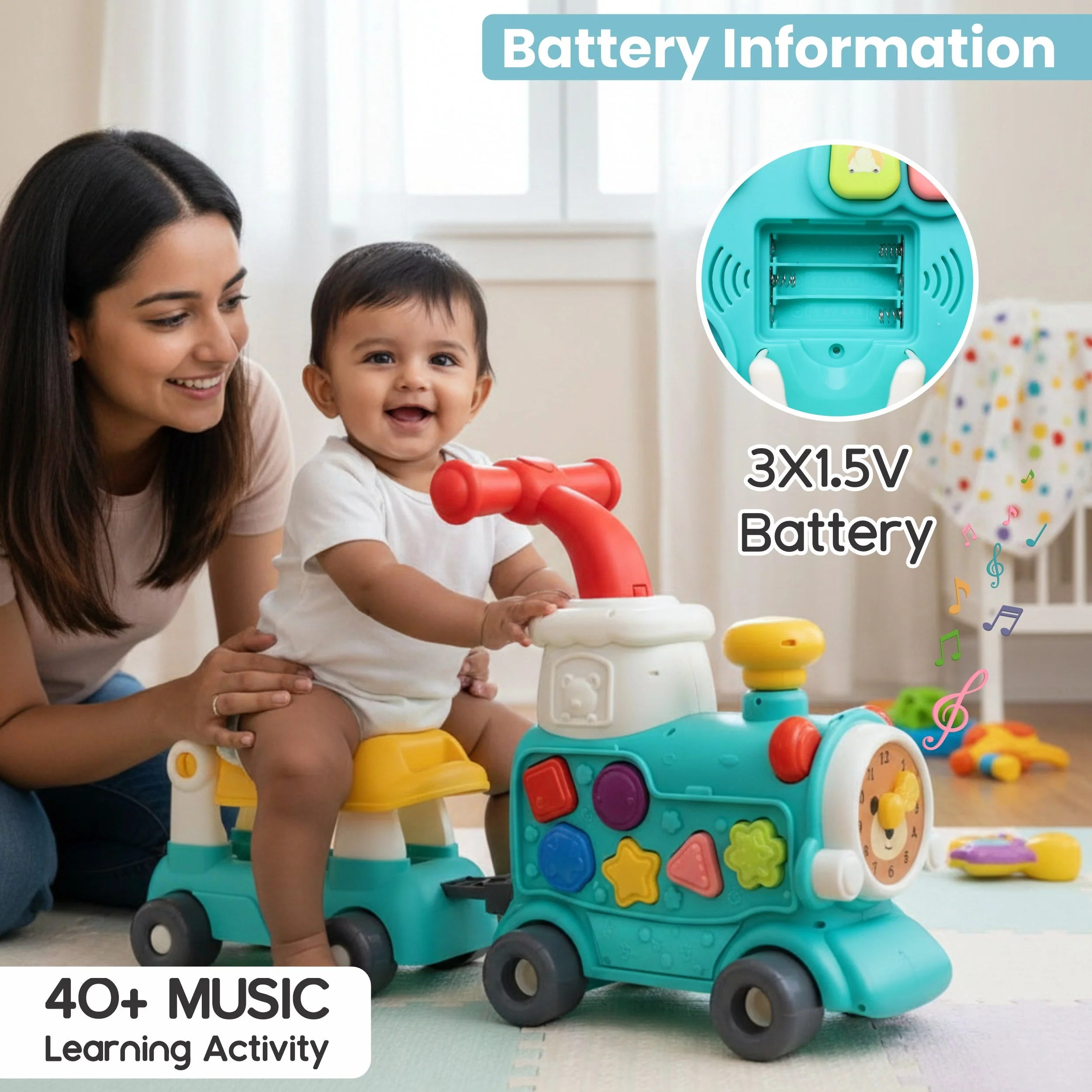 Chanak Tiny Train Baby Walker for 9+ Months | 5-in-1 Activity Centre with Piano, Gears & Maze – BIS Approved - Image 7