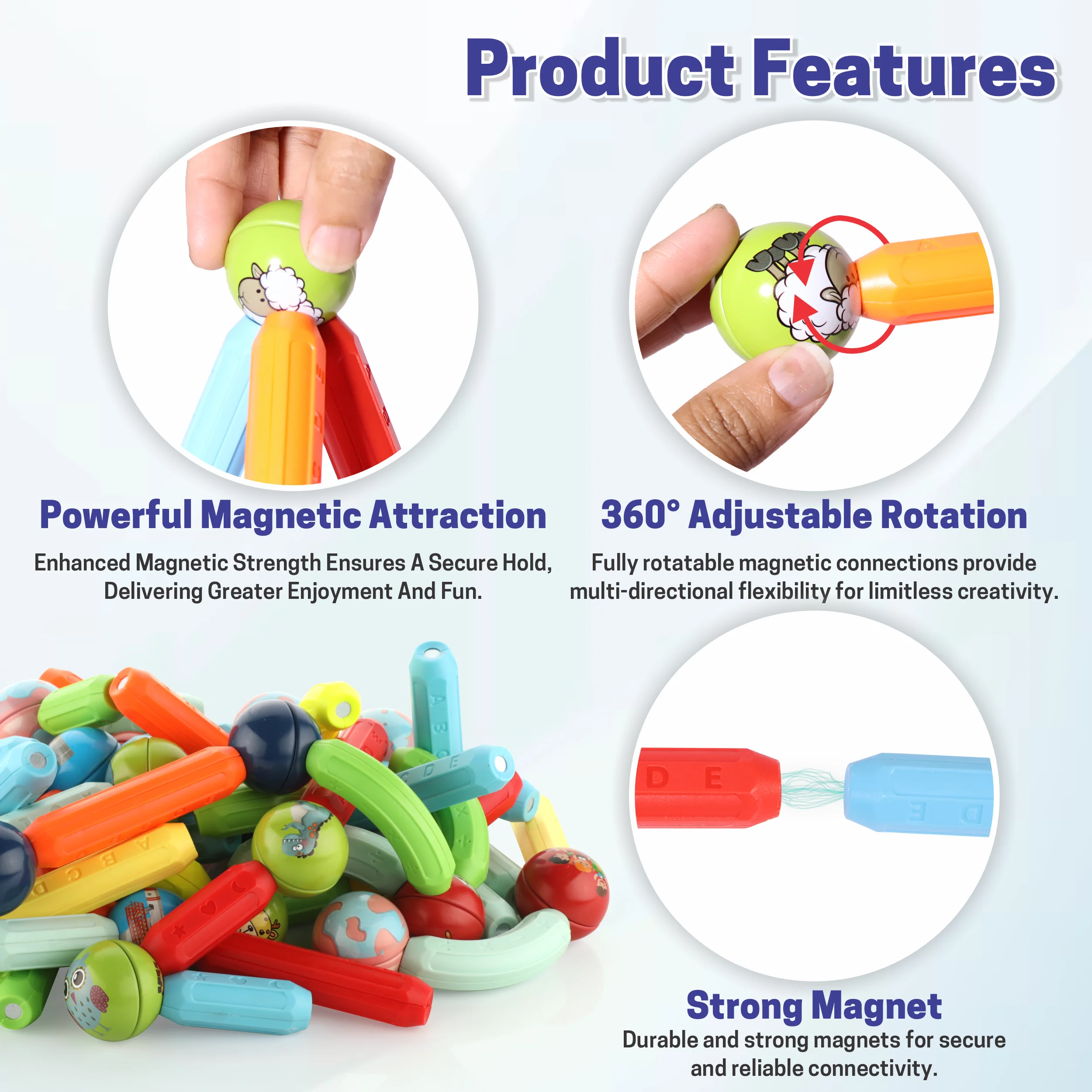 Chanak Magnetic Building Blocks for Kids 3+ Years | 76 Pcs STEM Stick & Ball Montessori Toy – BIS Approved - Image 6