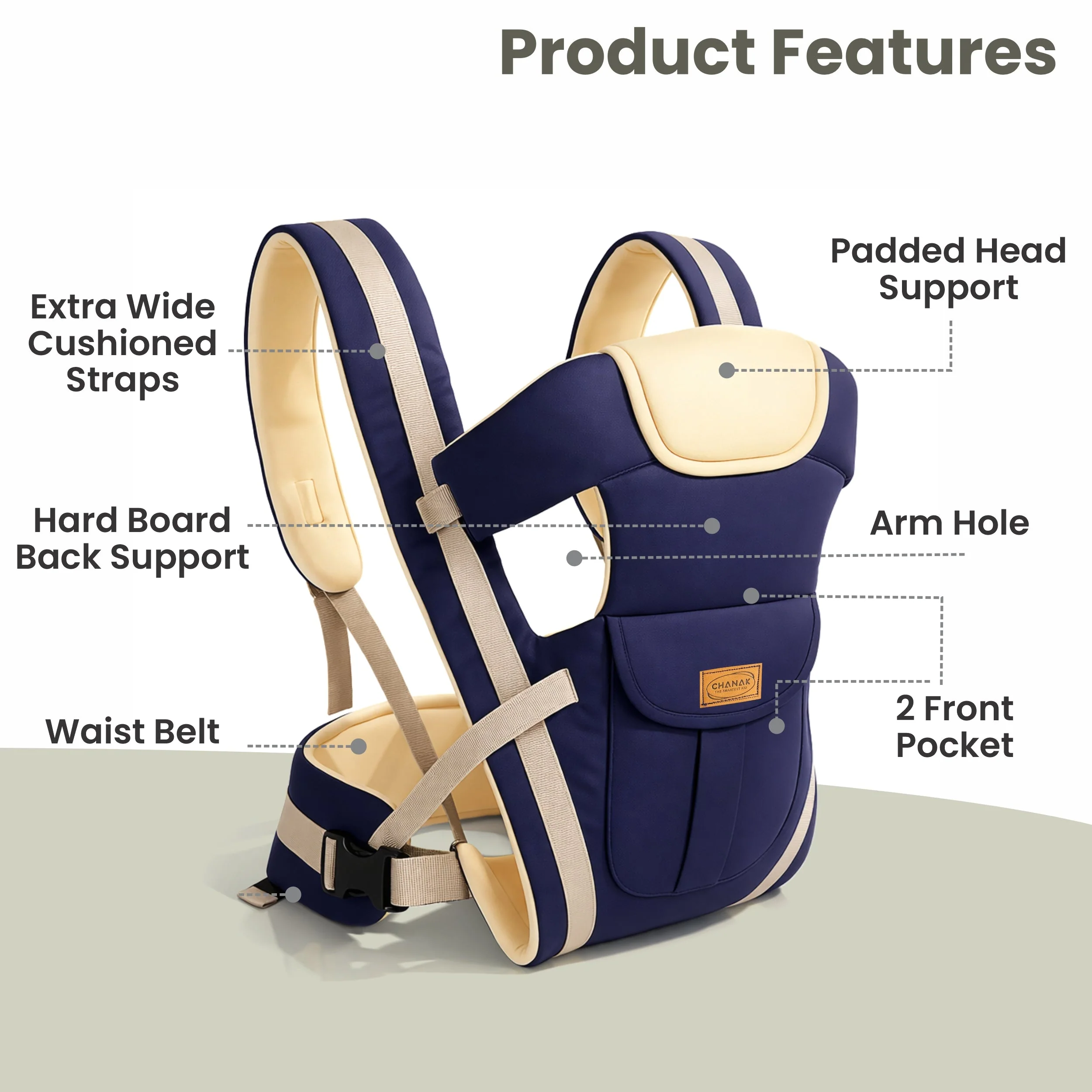 Chanak Baby Lap Carrier for Newborns 3+ Months | 4-in-1 Ergonomic Breathable Carrier up to 15kg – BIS Approved - Image 4