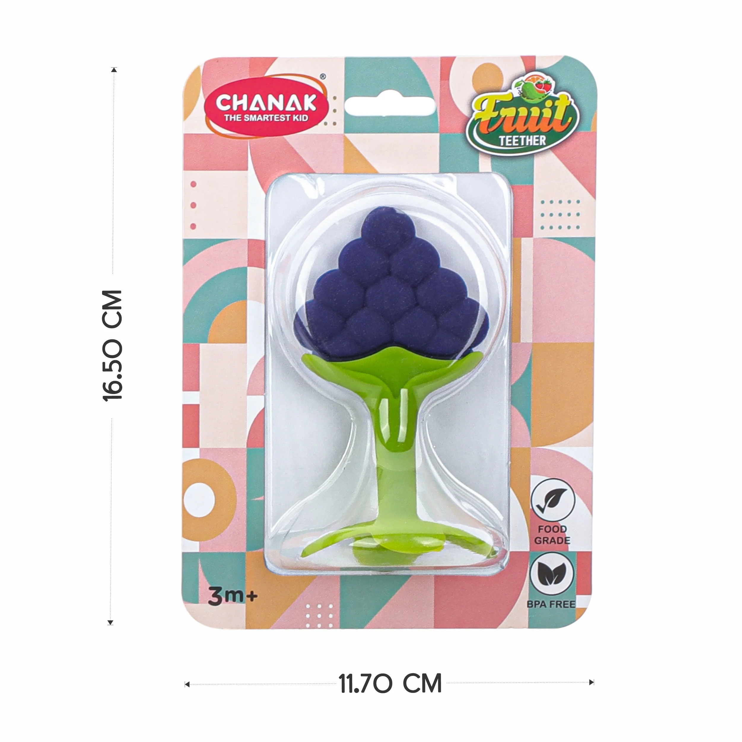 Chanak Silicone Fruit Teether for Babies 3+ Months | BPA Free Food Grade, Non-Toxic – BIS Approved (Blue & Pink) - Image 3