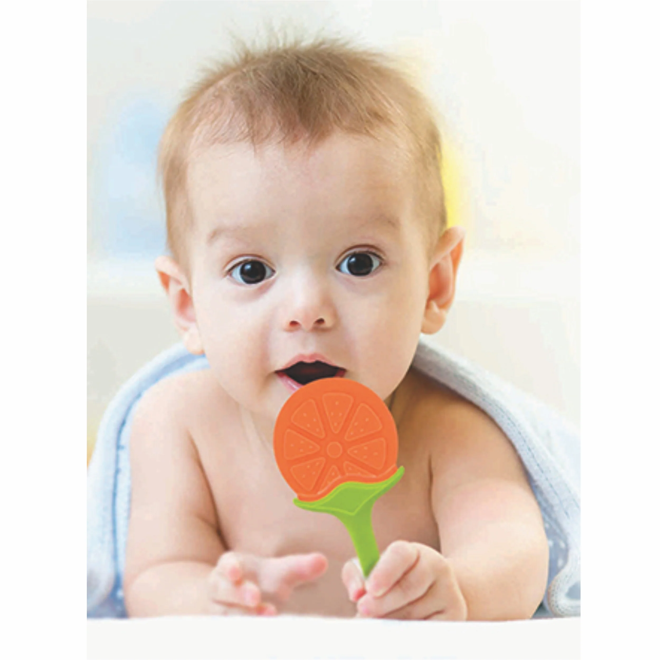 Chanak Silicone Fruit Teether for Babies 3+ Months | BPA Free Food Grade, Non-Toxic – BIS Approved (Orange & Blue) - Image 4