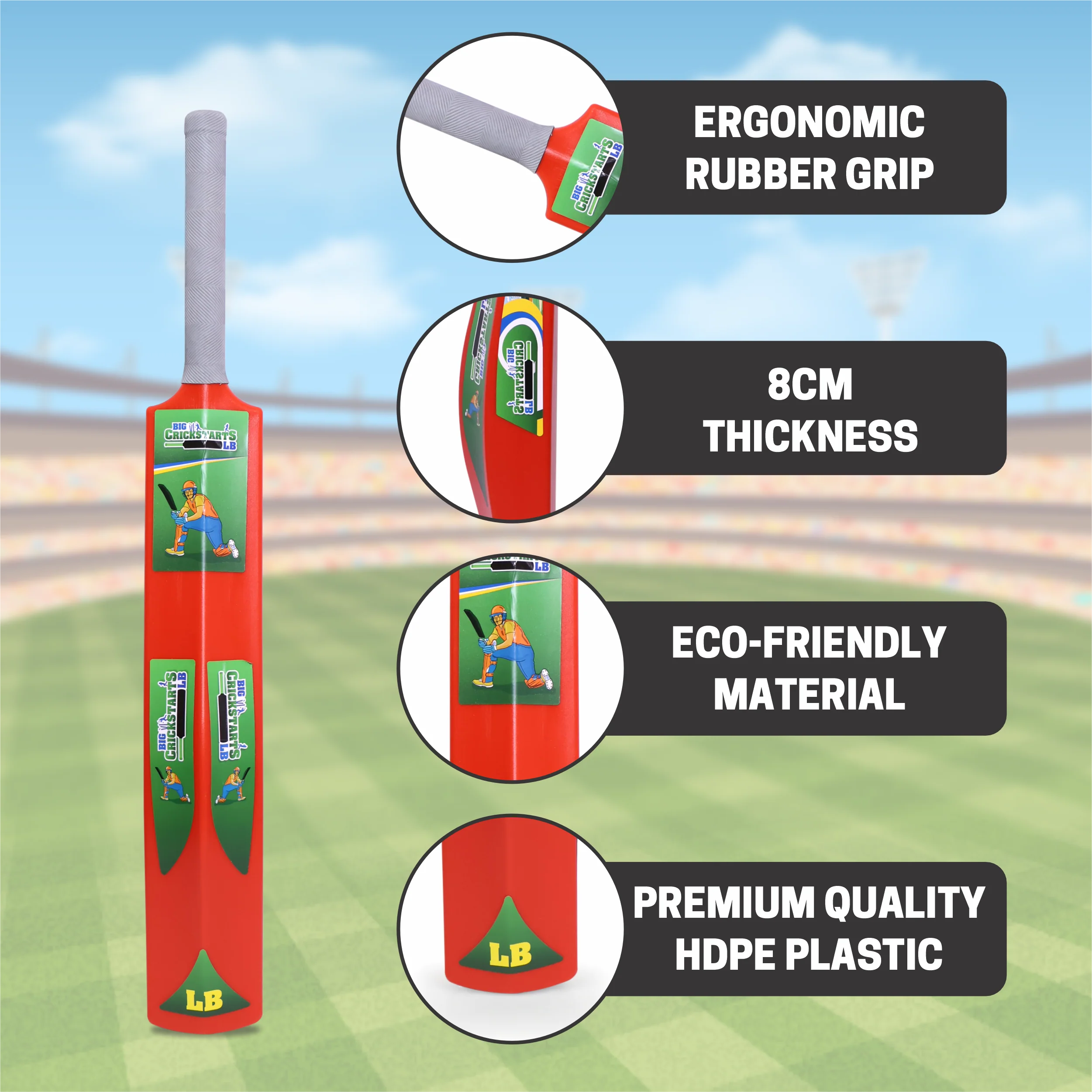 Chanak Big Cricket Turf Bat for Kids & Adults 15+ Years | 34.5 Inch Indoor & Outdoor Cricket Bat – BIS Approved (Red) - Image 4