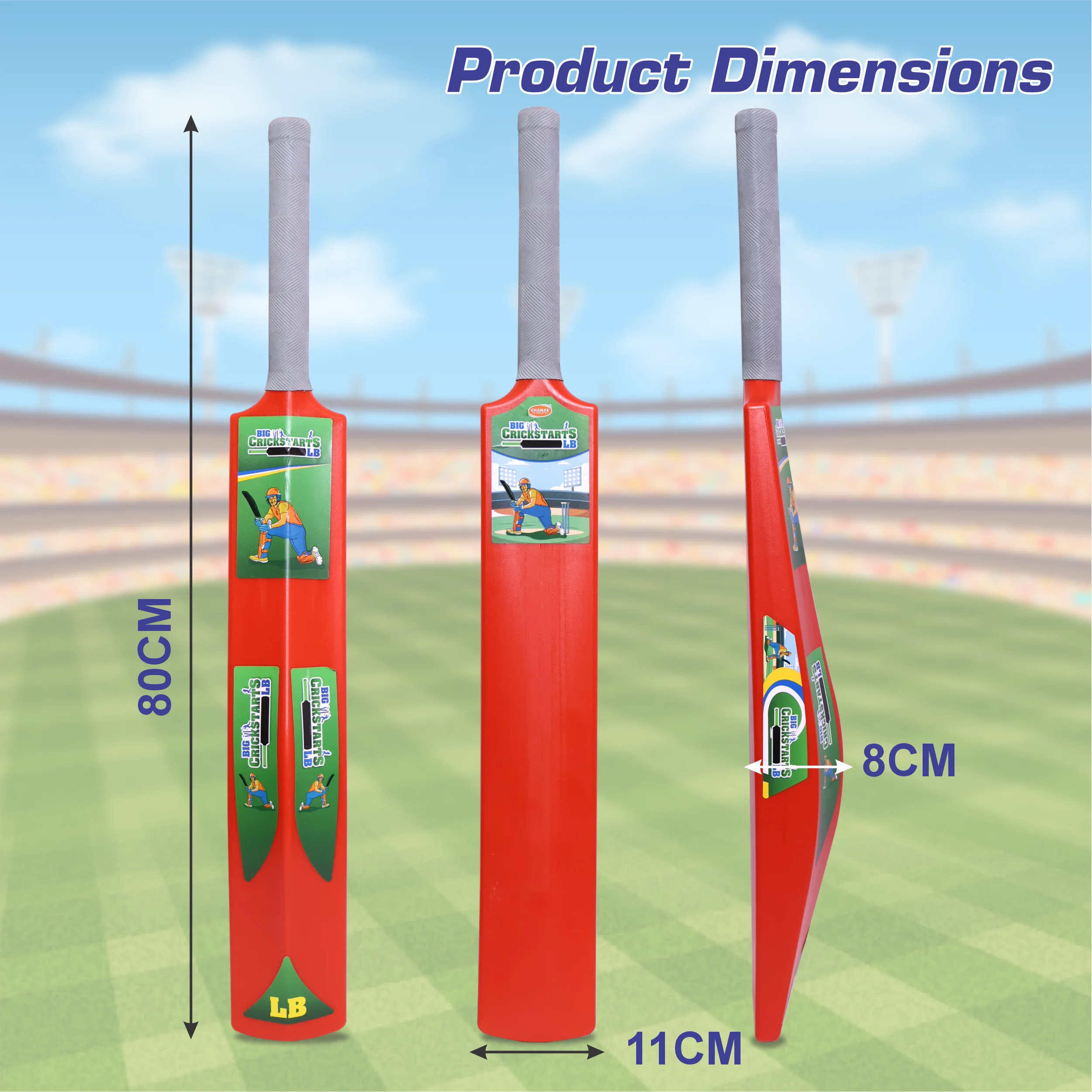 Chanak Big Cricket Turf Bat for Kids & Adults 15+ Years | 34.5 Inch Indoor & Outdoor Cricket Bat – BIS Approved (Red) - Image 5