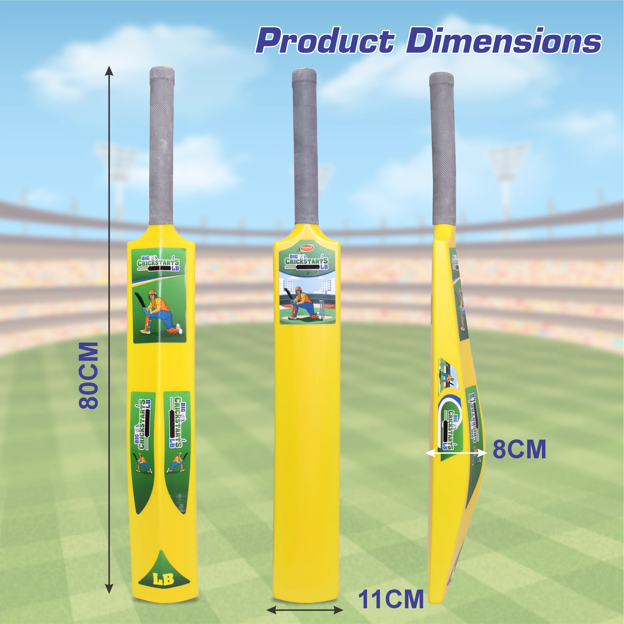Chanak Big Cricket Turf Bat for Kids & Adults 15+ Years | 34.5 Inch Indoor & Outdoor Cricket Bat – BIS Approved (Yellow) - Image 4