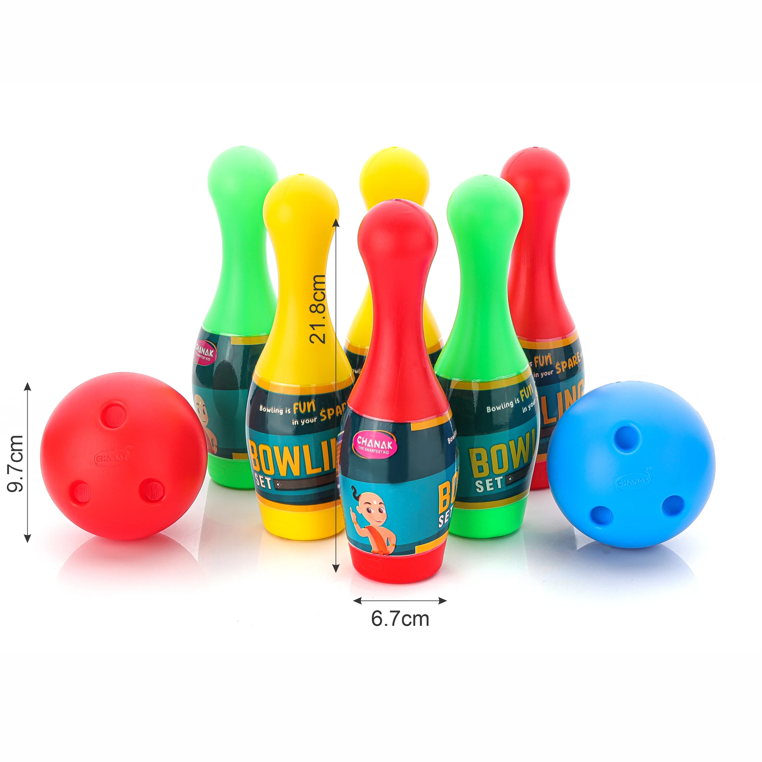 Chanak Bowling Game Set for Kids 3+ Years | 6 Pins & 2 Balls, Indoor & Outdoor Play – BIS Approved (PVC Pack) - Image 3