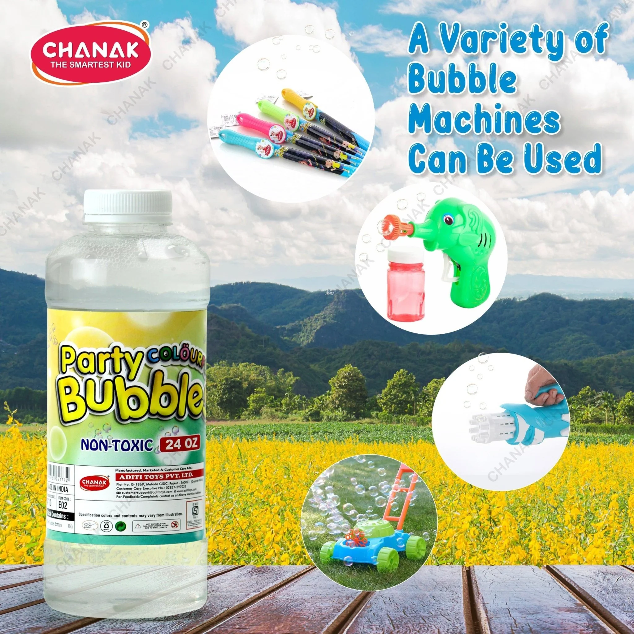 Chanak Bubble Solution Refill 750ml for Kids 3+ Years | Colorful Bubble Maker Liquid – BIS Approved (Pack of 1) - Image 4