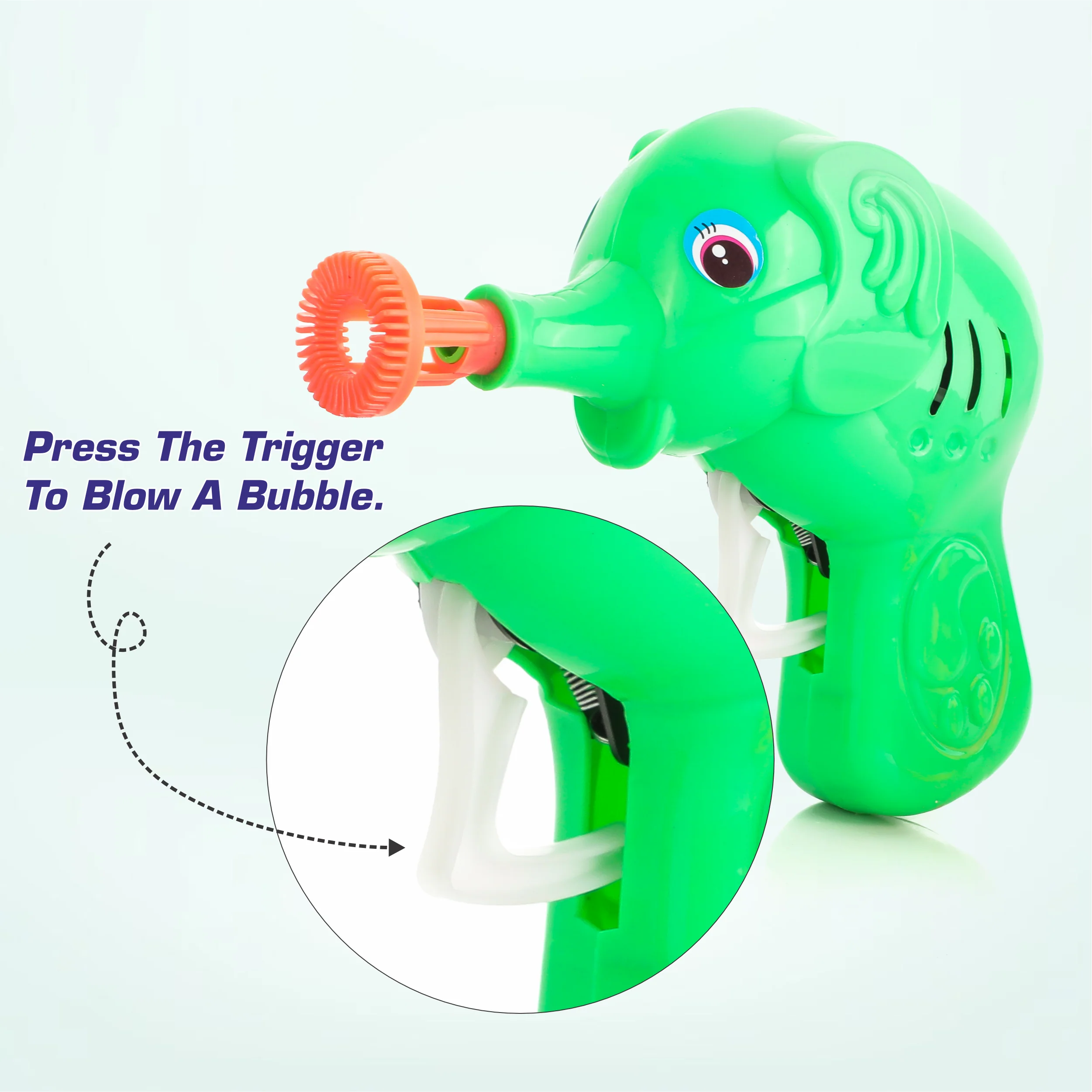 Chanak Elephant Bubble Gun Toy for Kids | Bubble Maker with 100ml Bubble Liquid – BIS Approved (Green) - Image 4