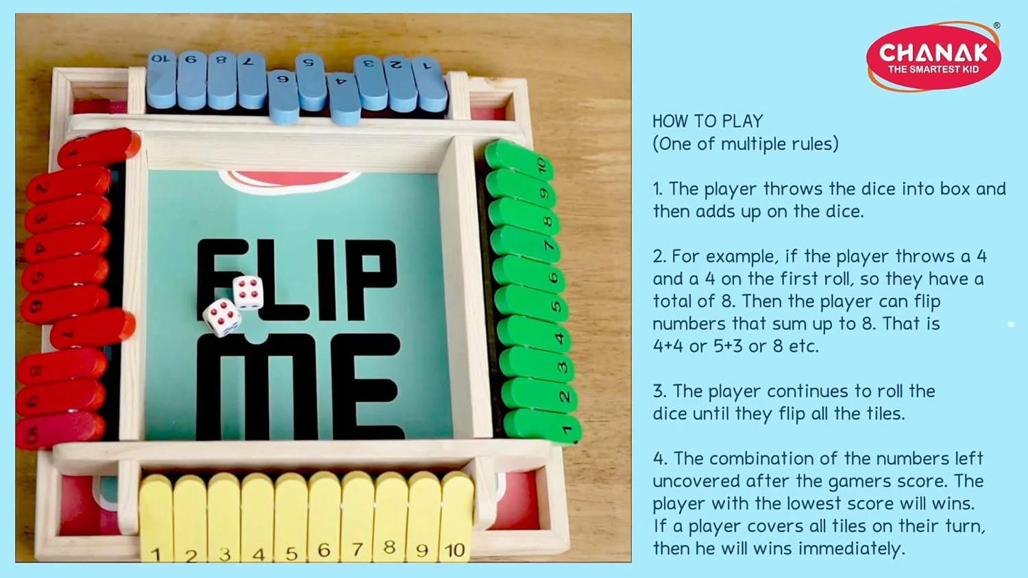 Chanak Shut The Box Wooden Dice Game for Kids 5+ Years | Classic Math & Motor Skills Board Game – BIS Approved - Image 6