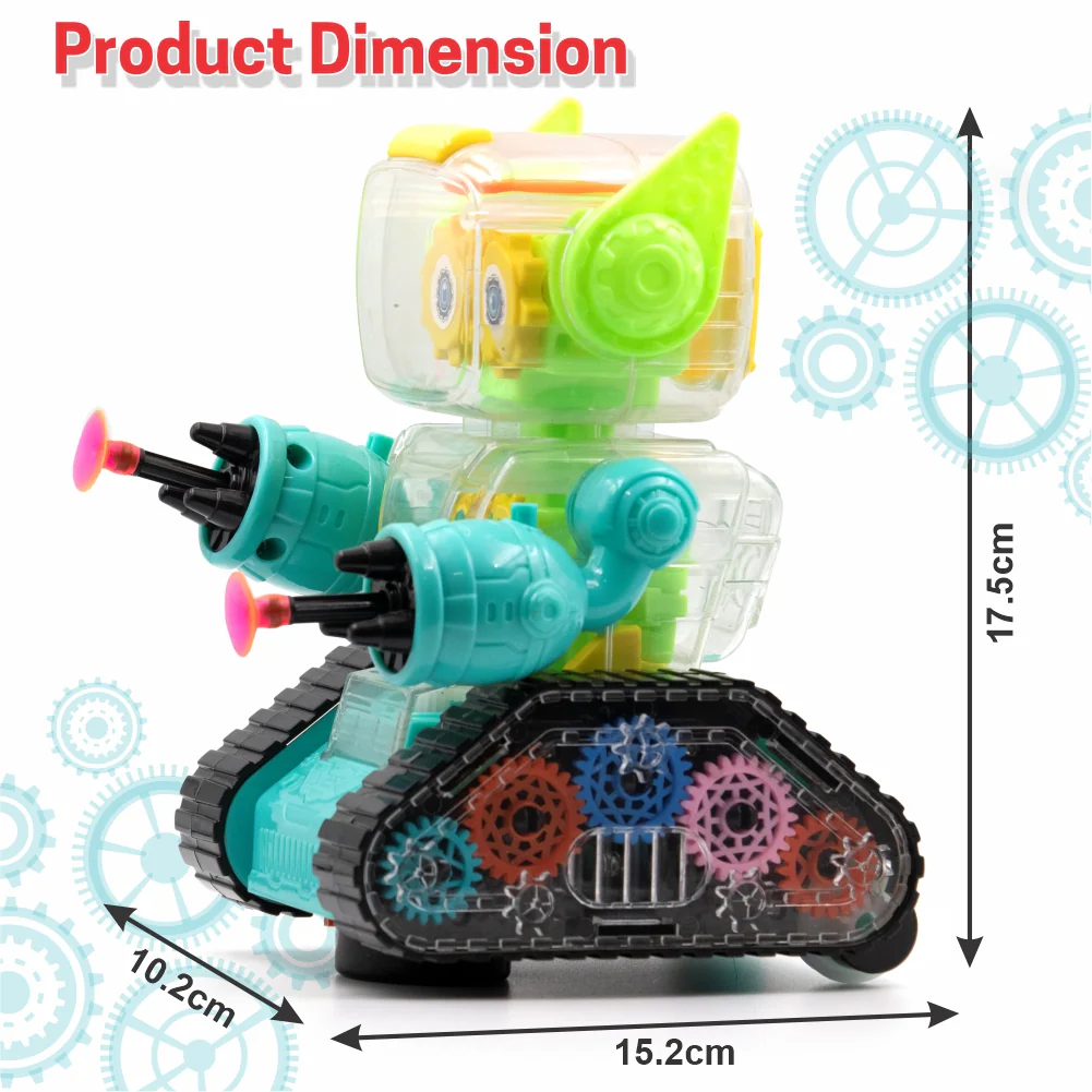 Chanak Gear Robot Car Toy for Kids | Transparent Electric Bump & Go with Sound & Light – BIS Approved (Blue) - Image 3