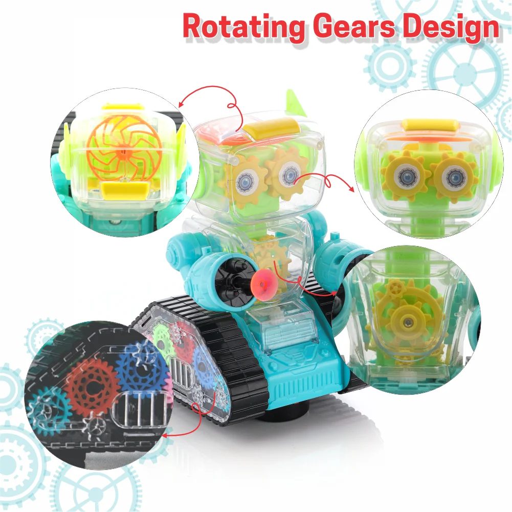 Chanak Gear Robot Car Toy for Kids | Transparent Electric Bump & Go with Sound & Light – BIS Approved (Blue) - Image 4