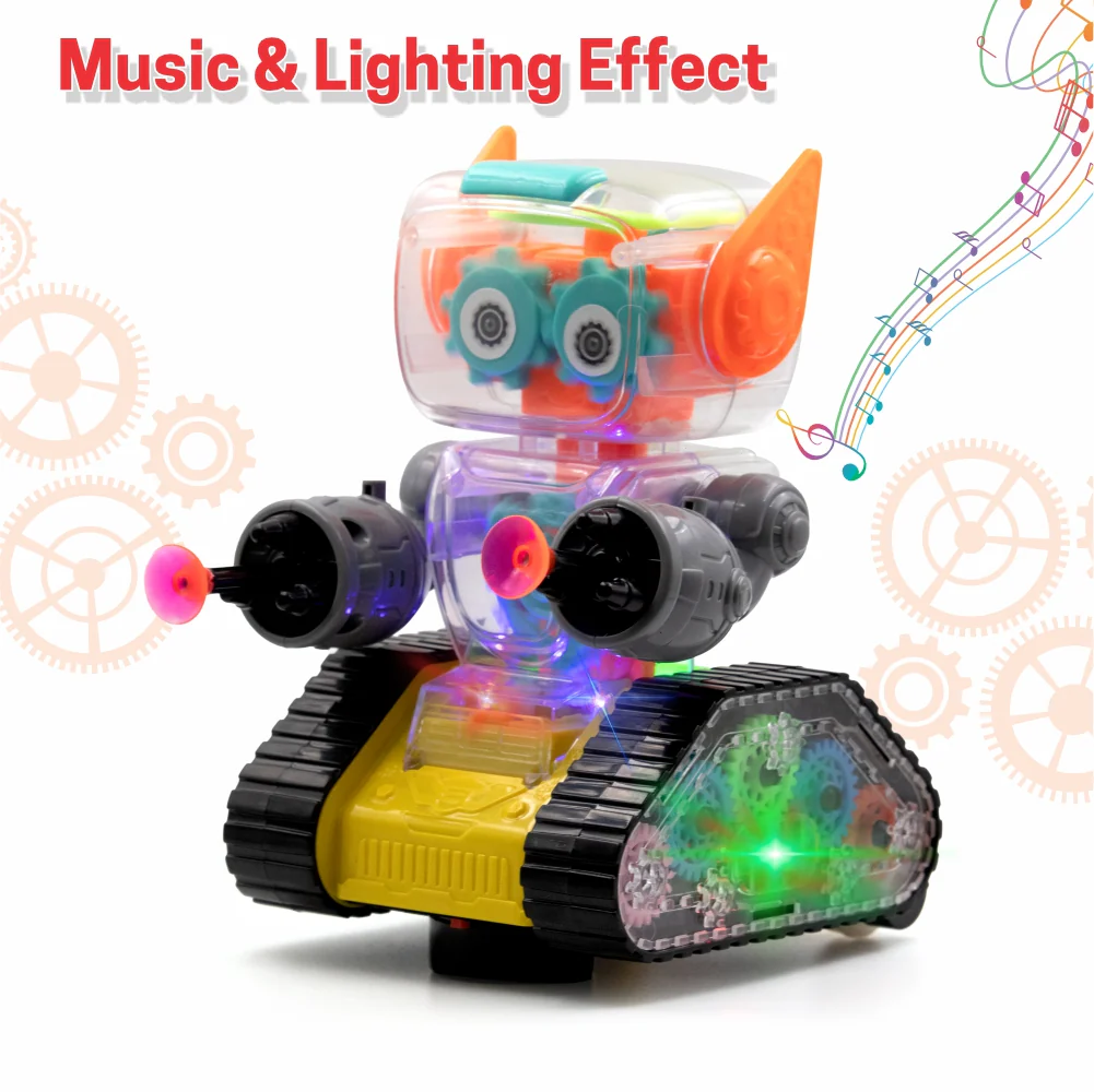 Chanak Gear Robot Car Toy for Kids | Transparent Electric Bump & Go with Sound & Light – BIS Approved (Yellow) - Image 8
