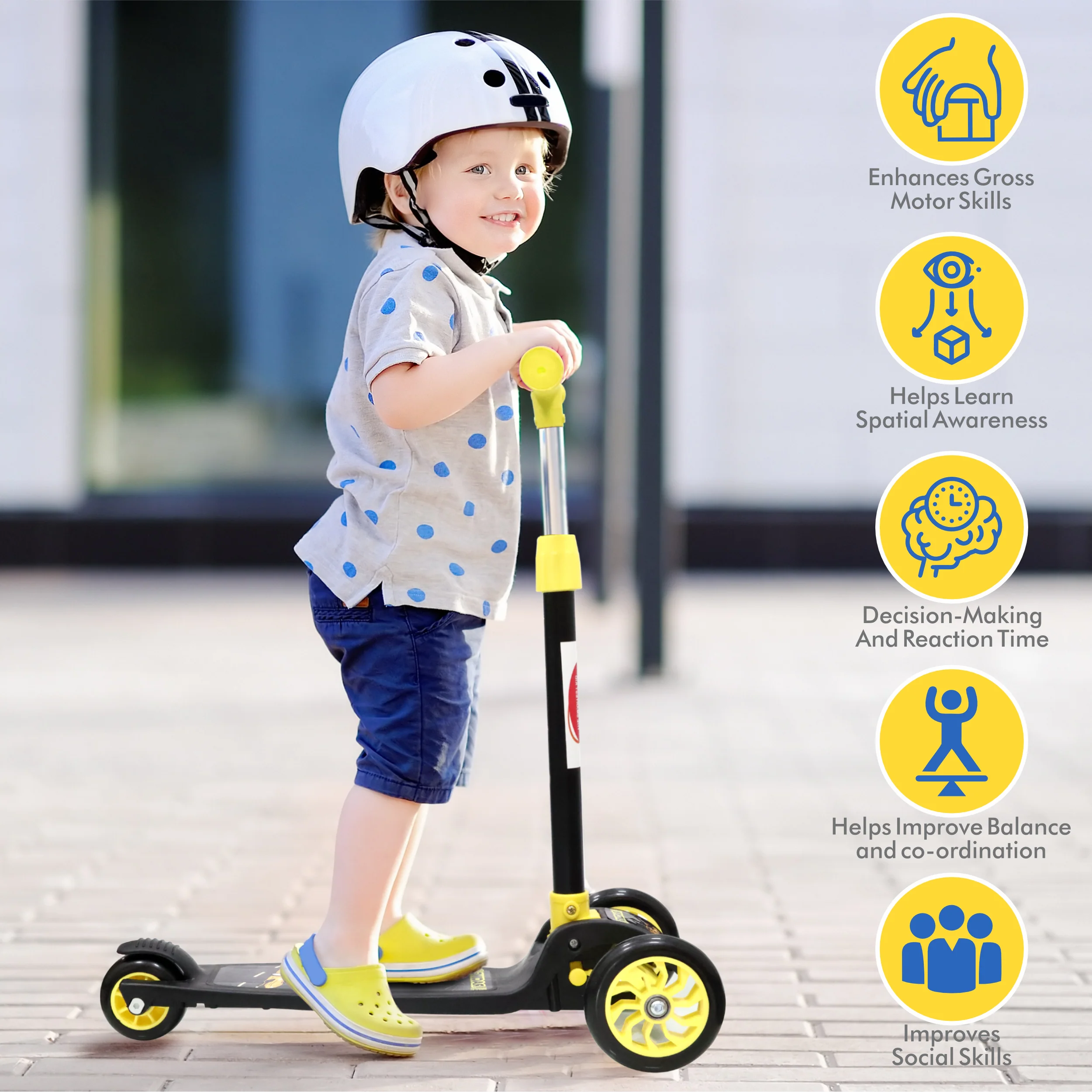 Chanak 3-Wheel Kick Scooter for Kids 5+ Years | Foldable, 4-Height Adjustable with Rear Brake – BIS Approved (Black) - Image 7