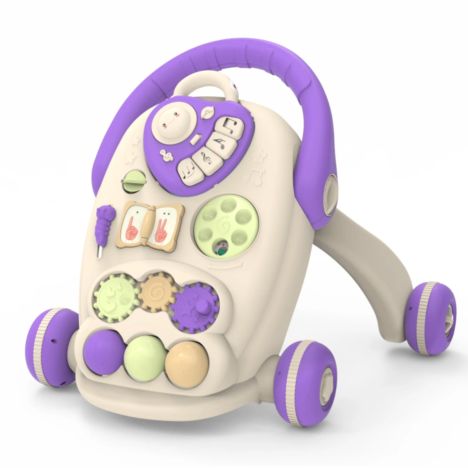 Chanak Happy Feet Baby Walker for 9+ Months | Adjustable Speed, Anti-Slip Wheels, Music & Activity Centre – BIS Approved (Purple)
