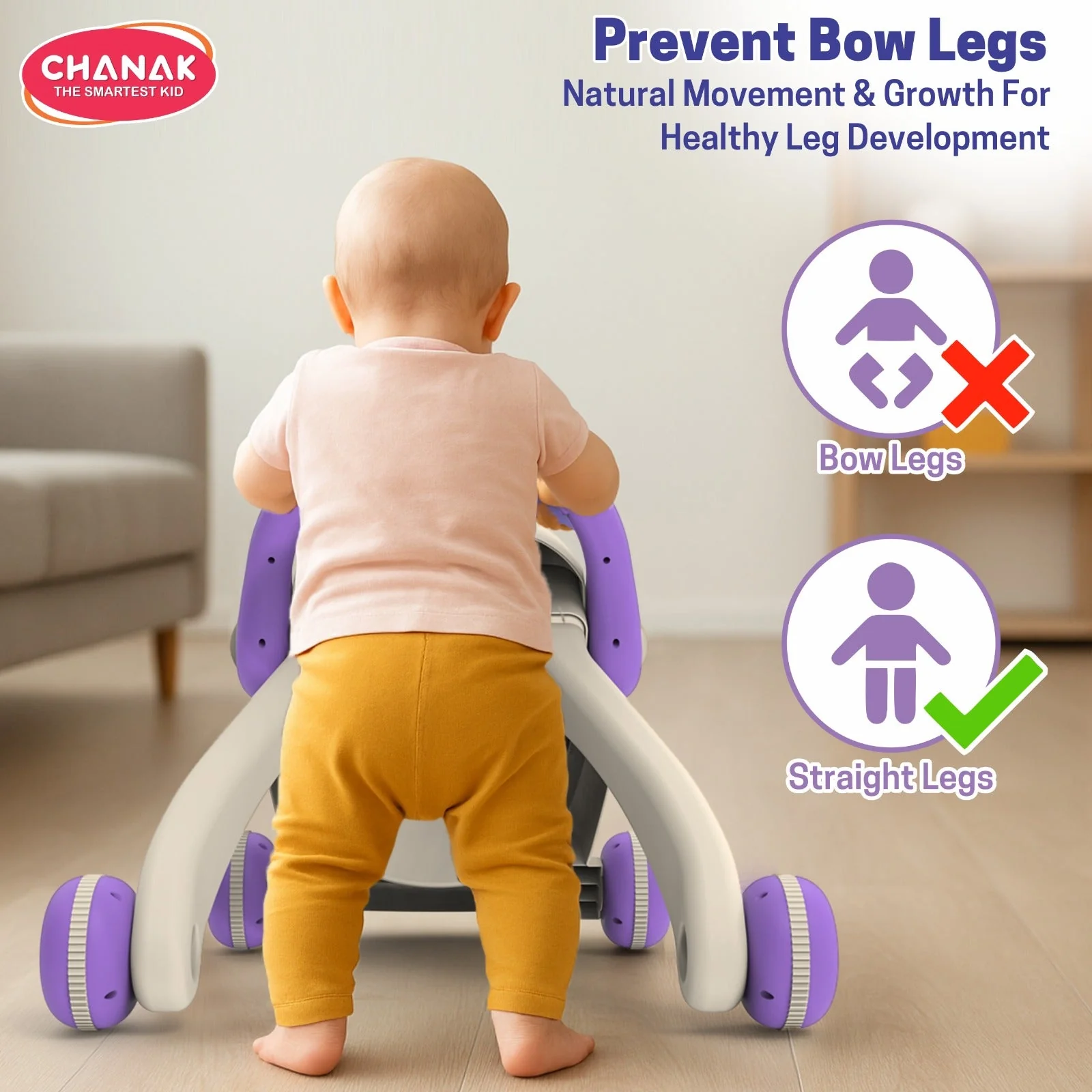 Chanak Happy Feet Baby Walker for 9+ Months | Adjustable Speed, Anti-Slip Wheels, Music & Activity Centre – BIS Approved (Purple) - Image 5