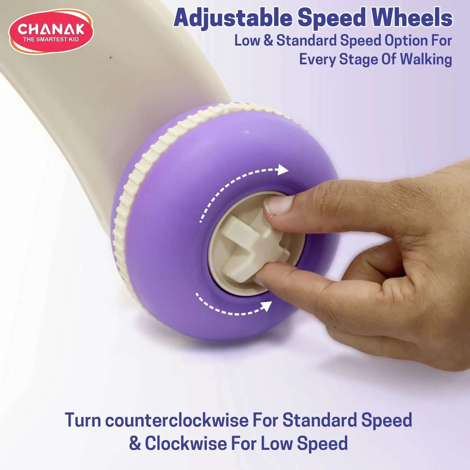 Chanak Happy Feet Baby Walker for 9+ Months | Adjustable Speed, Anti-Slip Wheels, Music & Activity Centre – BIS Approved (Purple) - Image 7