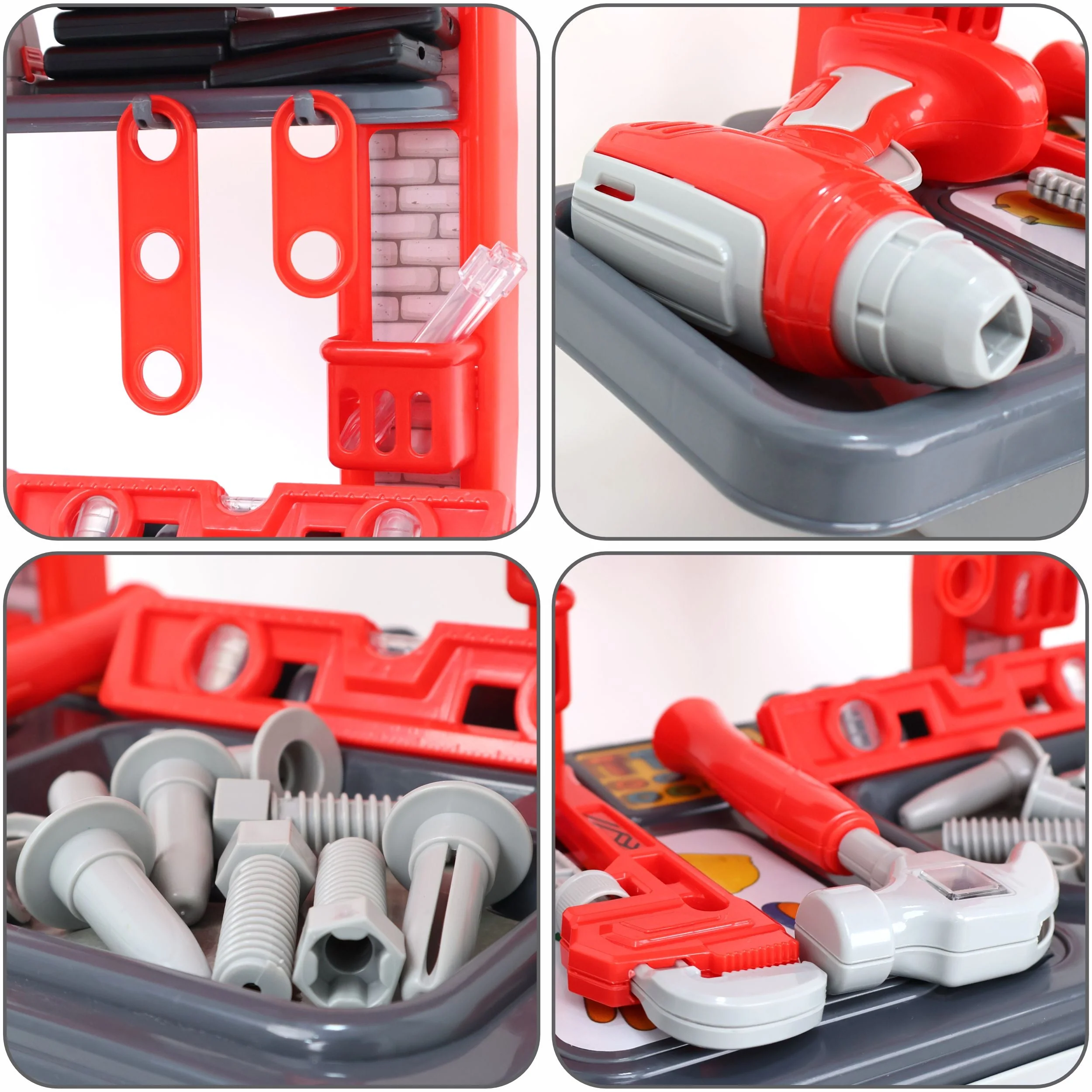 Chanak Mechanical Tool Kit for Kids 3+ Years | 24 Pc LED Instrument Pretend Play Set with Trolley – BIS Approved (Grey) - Image 4