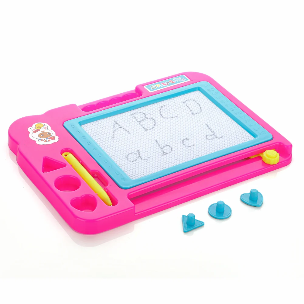 Chanak Magnetic Drawing Board for Kids 3+ Years | Writing & Drawing Slate with Pen and Stamps – BIS Approved (Pink)