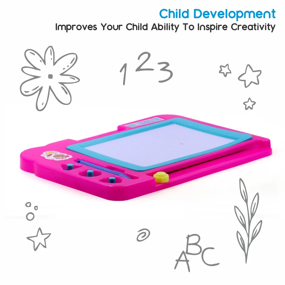 Chanak Magnetic Drawing Board for Kids 3+ Years | Writing & Drawing Slate with Pen and Stamps – BIS Approved (Pink) - Image 3