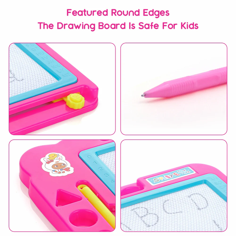 Chanak Magnetic Drawing Board for Kids 3+ Years | Writing & Drawing Slate with Pen and Stamps – BIS Approved (Pink) - Image 5