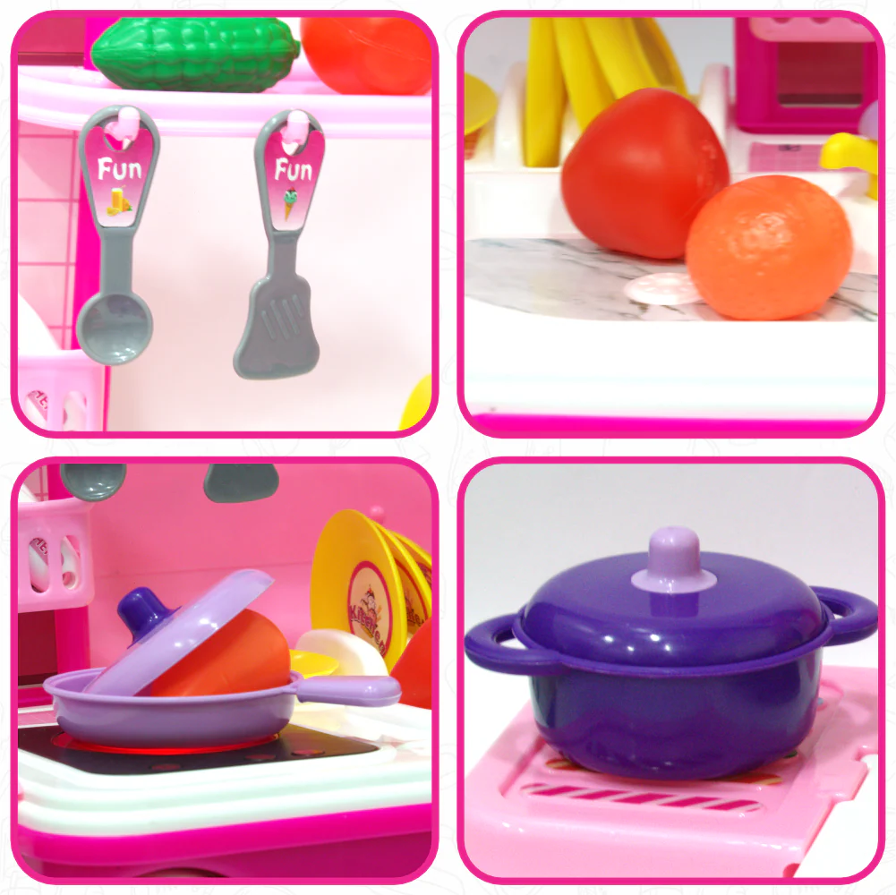 Chanak Kitchen Playset for Kids 3+ Years | 24 Pcs Pretend Play Cooking Set with Trolley on Wheels – BIS Approved - Image 3
