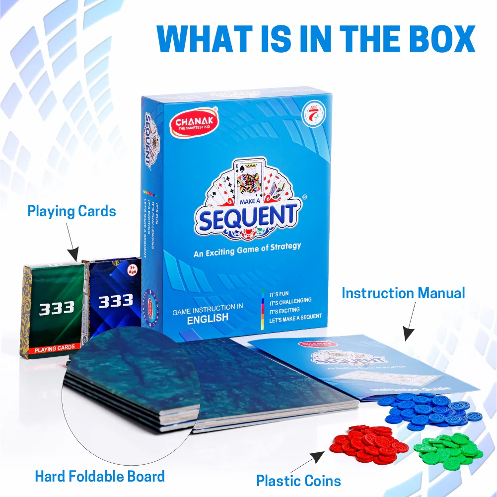Chanak Sequence Board Game for Kids 7+ Years | Strategy Game with Foldable Board, Chips & Cards – BIS Approved - Image 6