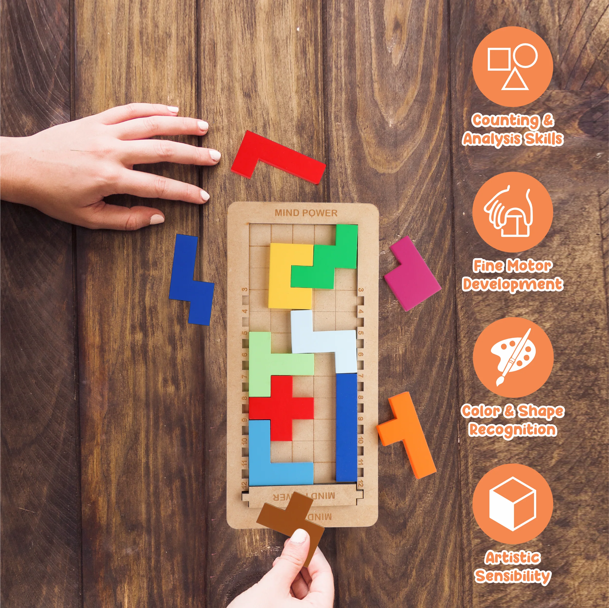 Chanak Wooden Tetris Puzzle Game for Kids 6+ Years | Brain Booster Russian Block Puzzle – BIS Approved - Image 5
