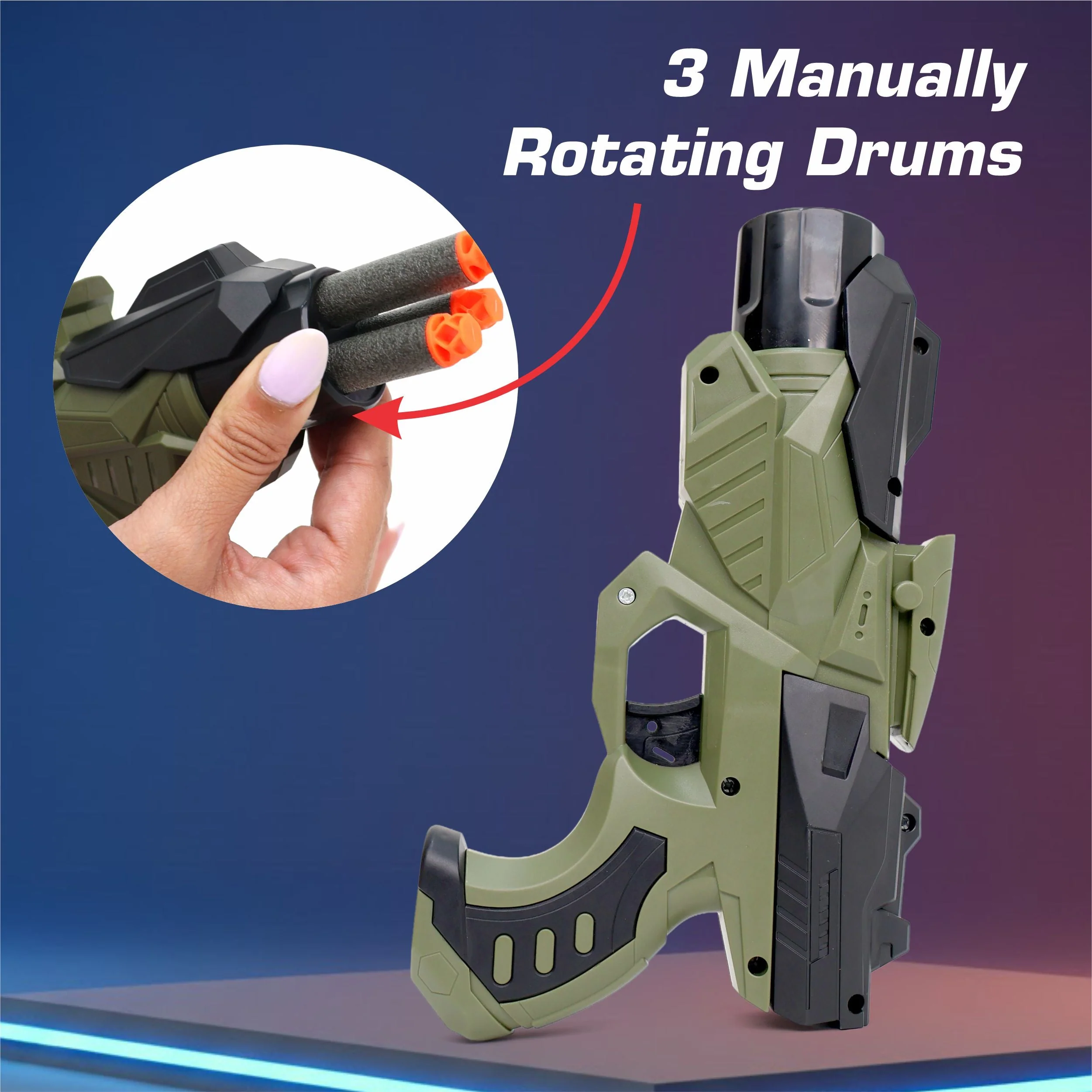 Chanak Nitro Ranger Foam Bullet Blaster Gun for Kids 3+ Years | Slam Fire Action with 6 Darts – BIS Approved (Green) - Image 4