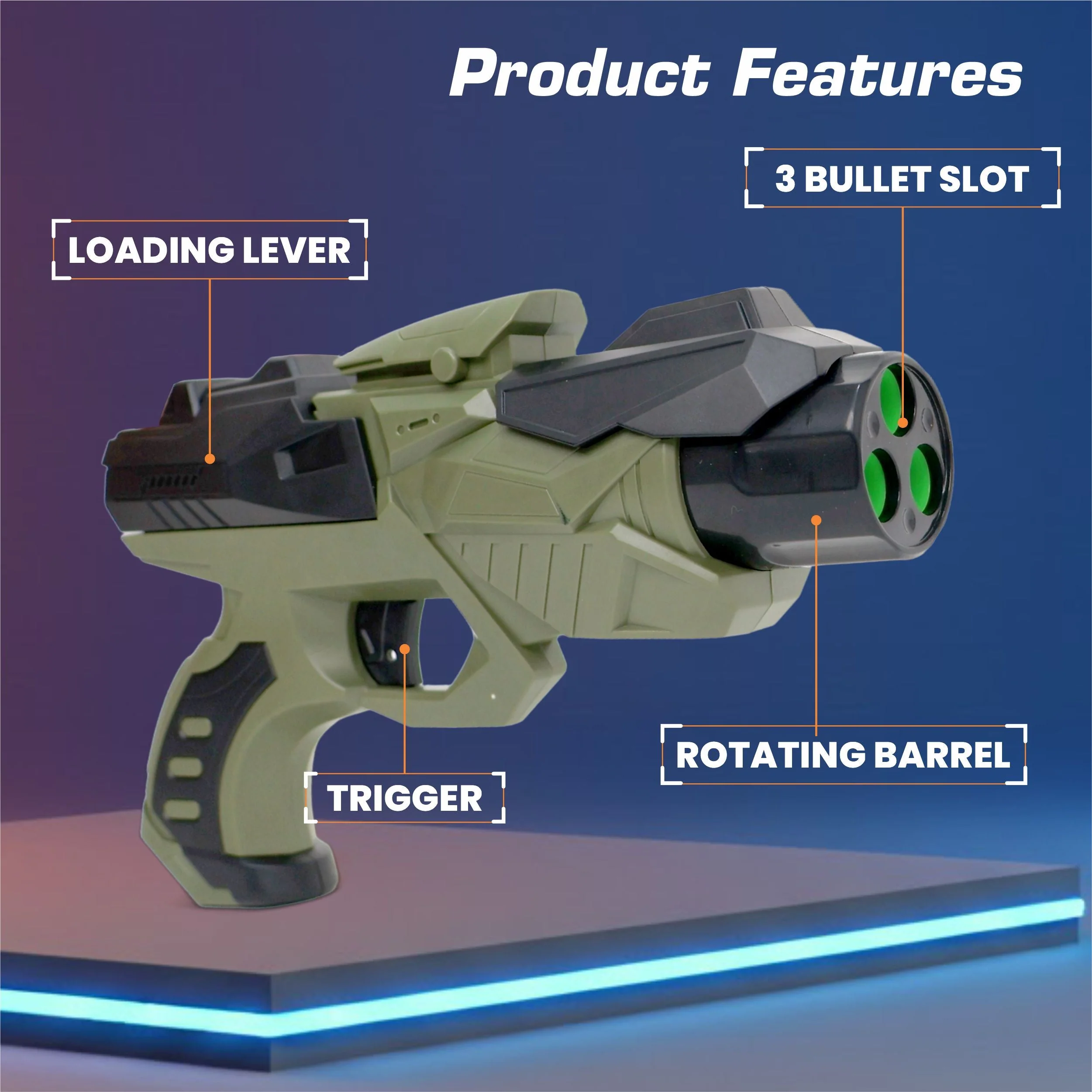 Chanak Nitro Ranger Foam Bullet Blaster Gun for Kids 3+ Years | Slam Fire Action with 6 Darts – BIS Approved (Green) - Image 5