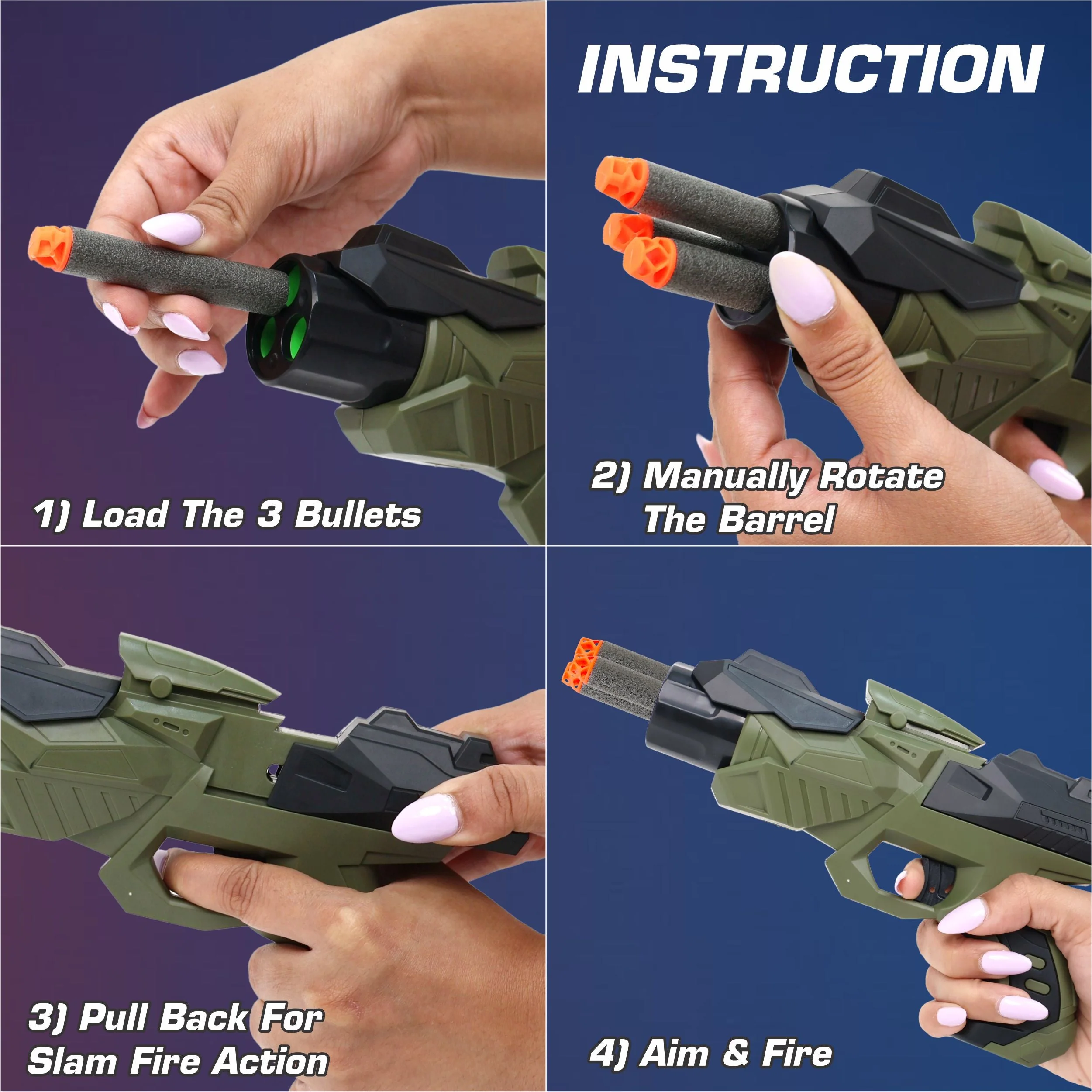 Chanak Nitro Ranger Foam Bullet Blaster Gun for Kids 3+ Years | Slam Fire Action with 6 Darts – BIS Approved (Green) - Image 6