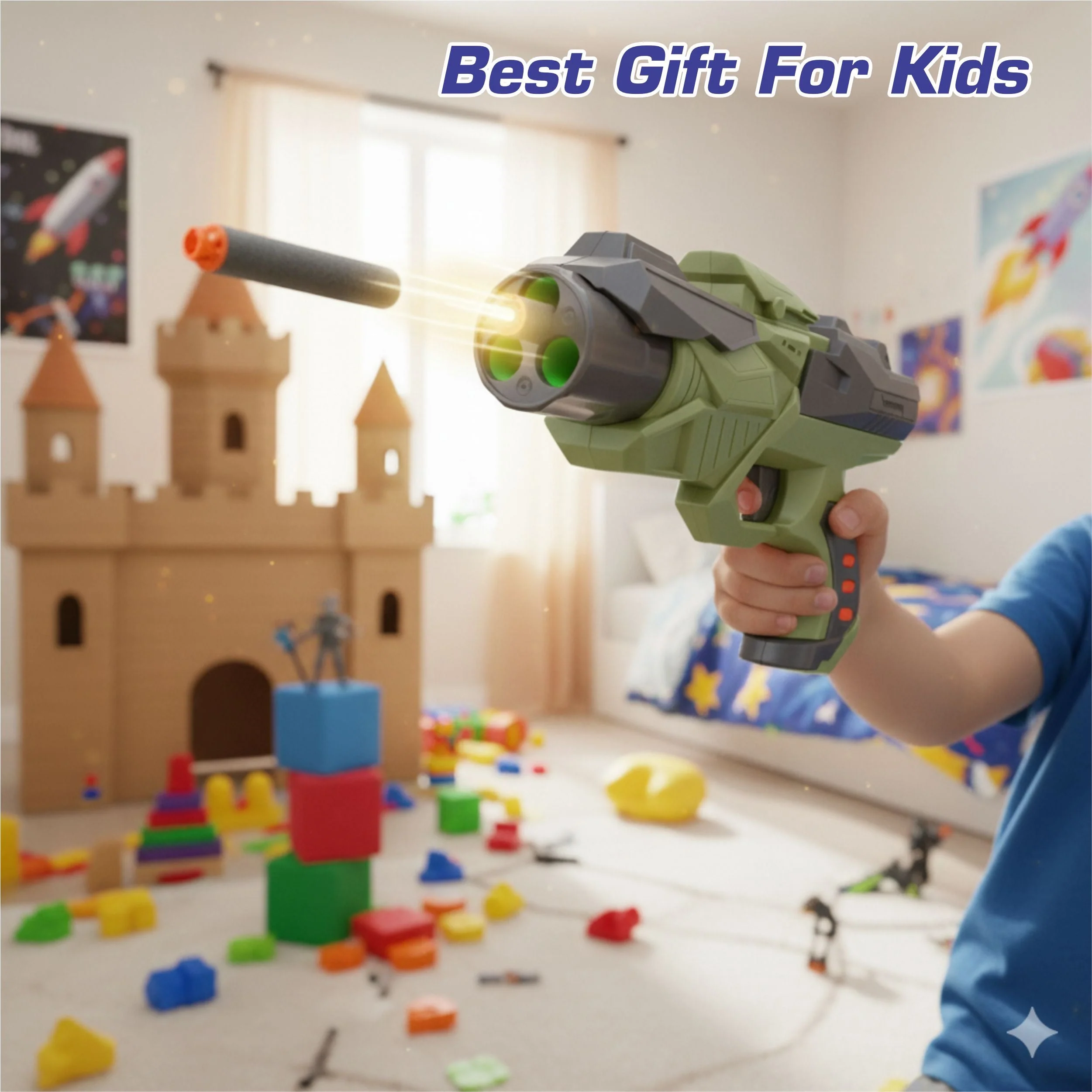 Chanak Nitro Ranger Foam Bullet Blaster Gun for Kids 3+ Years | Slam Fire Action with 6 Darts – BIS Approved (Green) - Image 7