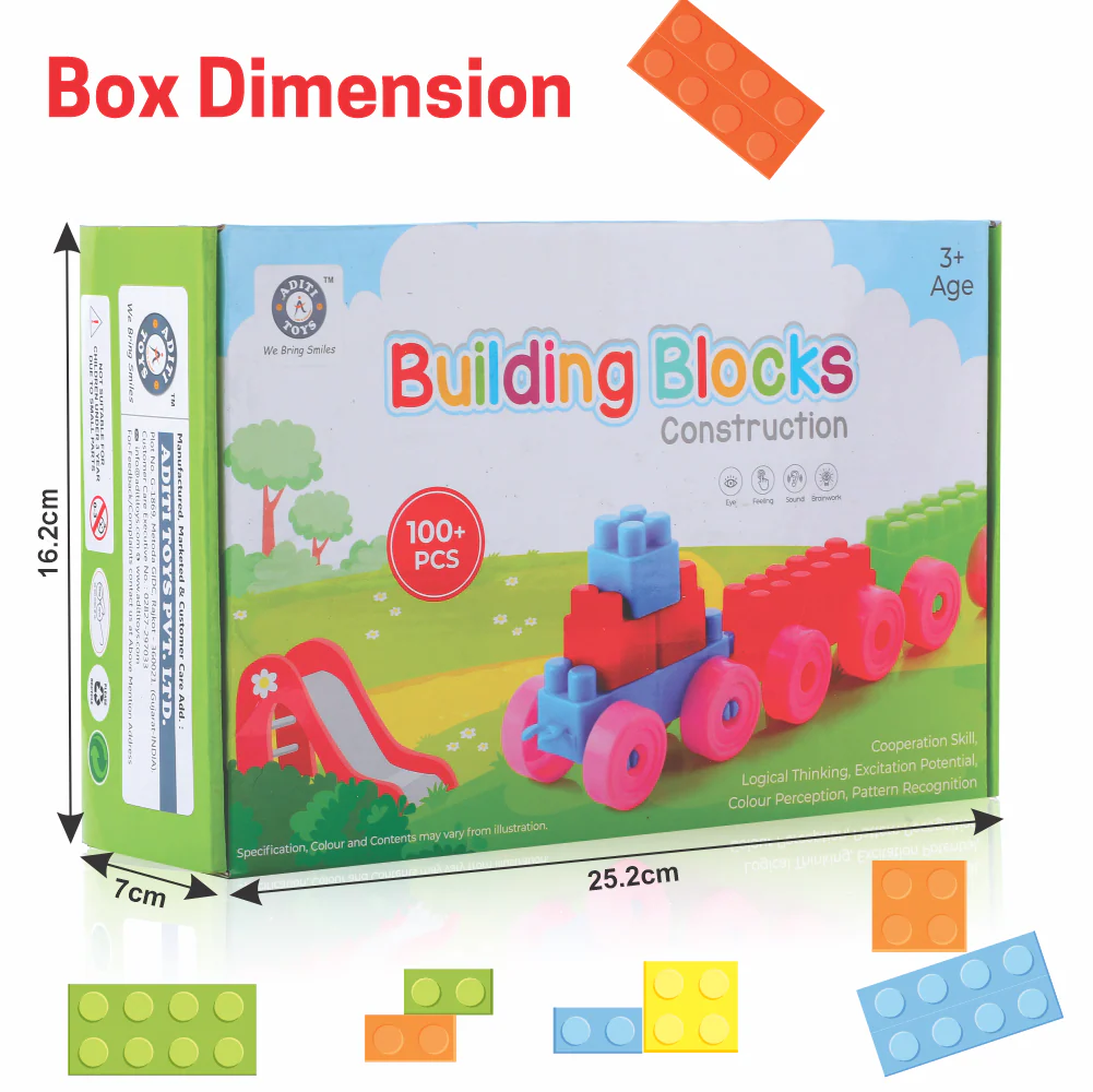 Chanak Building Blocks Set with Wheels for Kids 3+ Years | Construction Block Game – BIS Approved (105 pcs) - Image 4