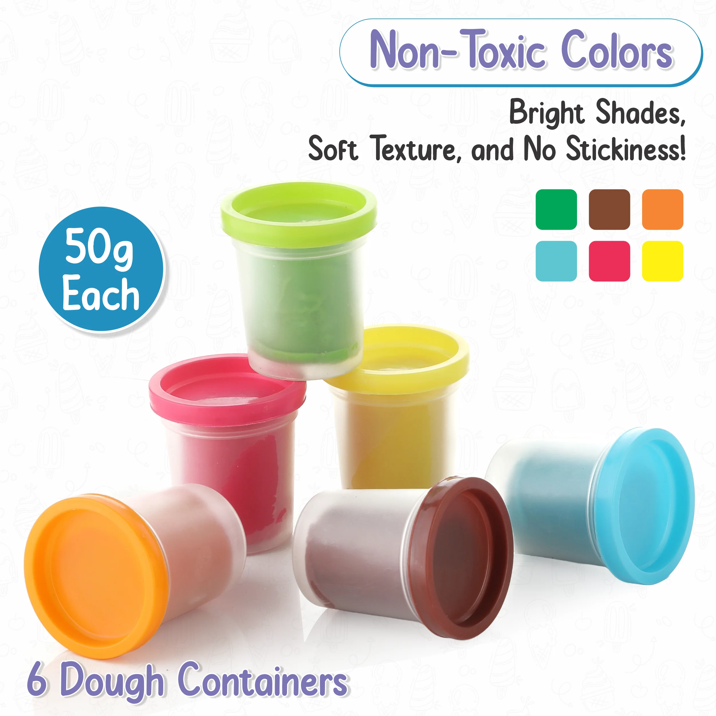 Chanak Play Dough Ice Cream Maker Set for Kids 3+ Years | 6 Colour Non-Toxic Dough Tubes 50g Each – BIS Approved - Image 4