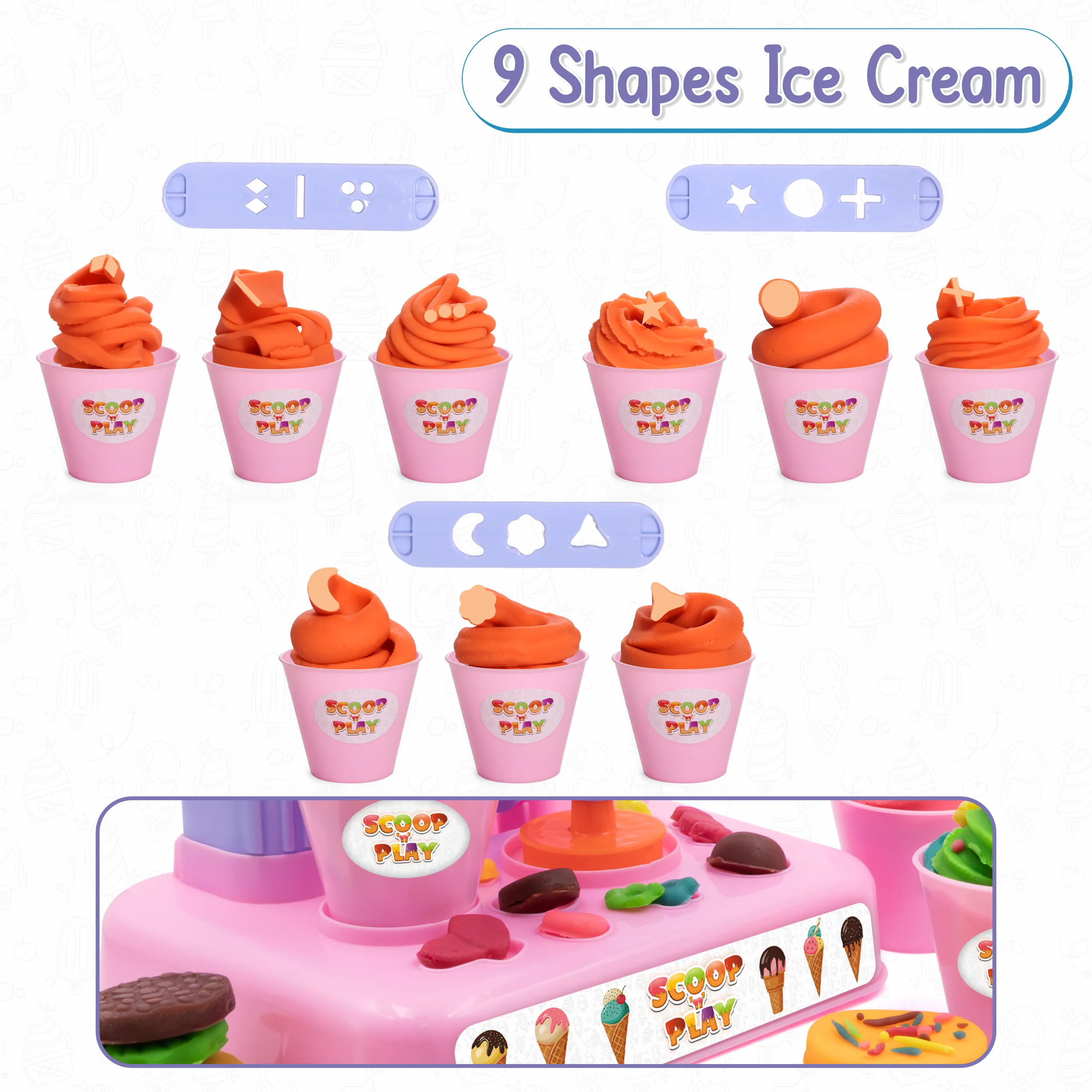 Chanak Play Dough Ice Cream Maker Set for Kids 3+ Years | 6 Colour Non-Toxic Dough Tubes 50g Each – BIS Approved - Image 5