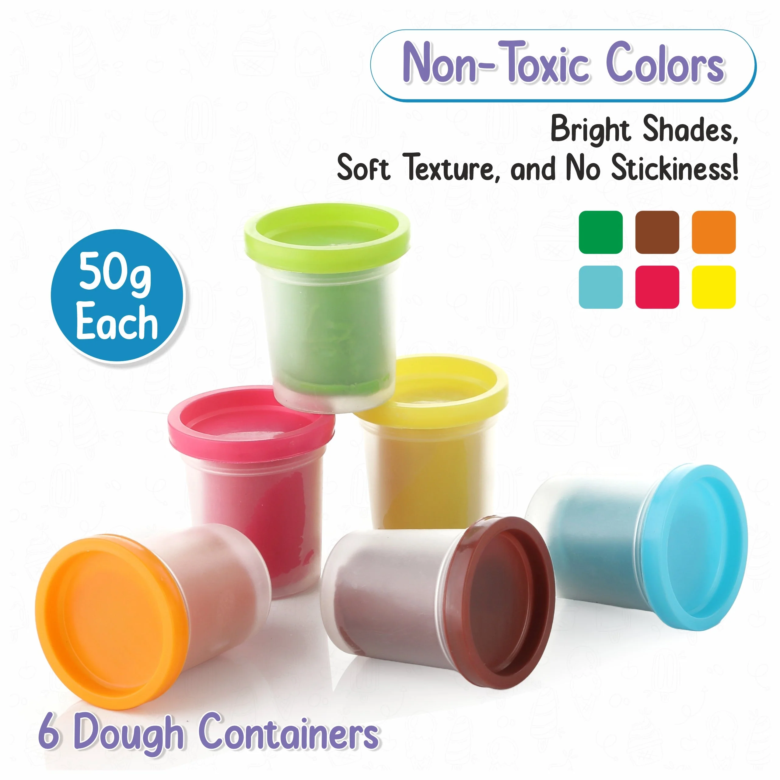 Chanak Play Dough Ice Cream Maker Set for Kids 3+ Years | 6 Colour Non-Toxic Dough Tubes 50g Each – BIS Approved (White) - Image 4