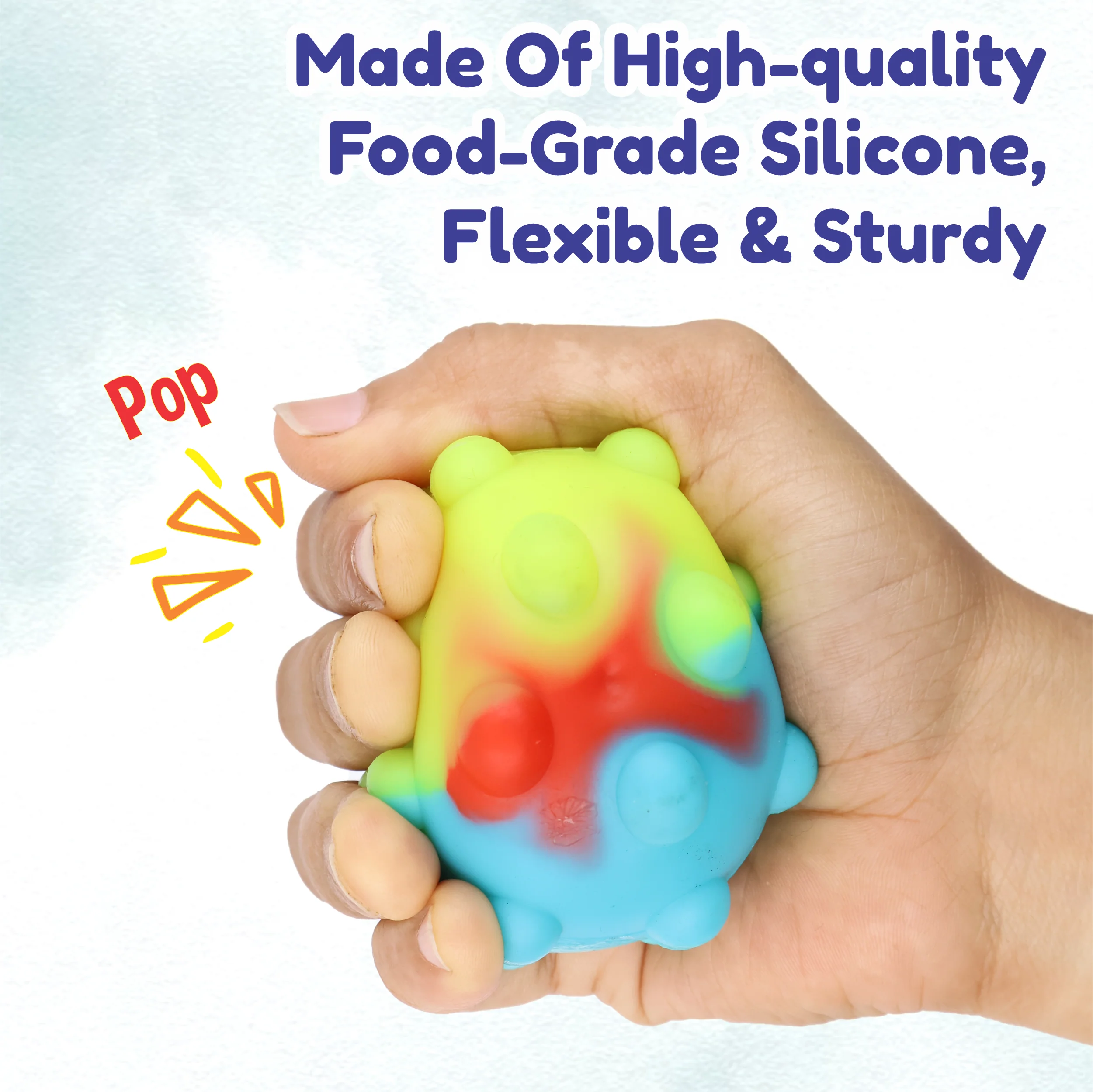 Chanak Pop It Fidget Ball with LED Light for Kids | Silicone Sensory Stress Relief Toy – BIS Approved - Image 2