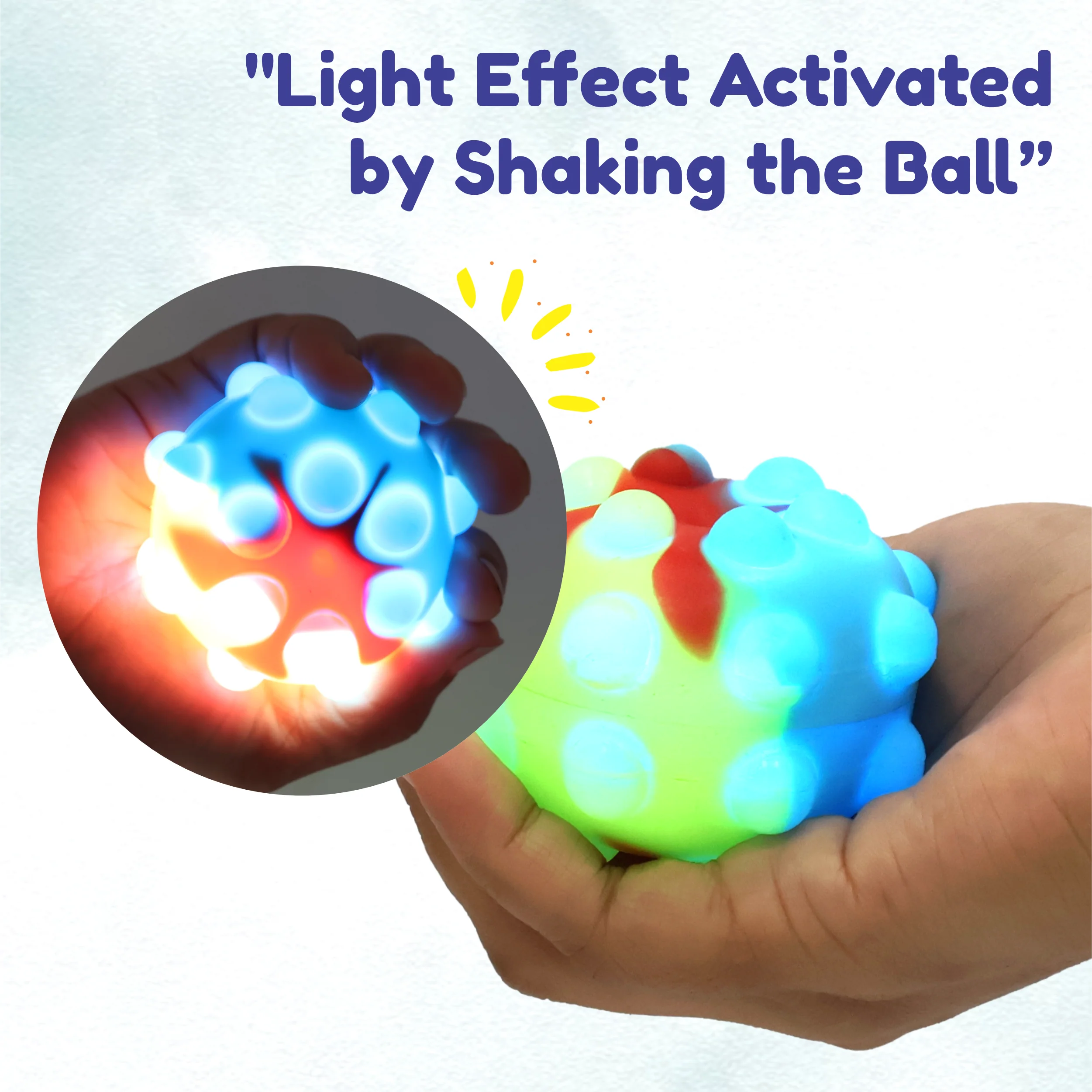 Chanak Pop It Fidget Ball with LED Light for Kids | Silicone Sensory Stress Relief Toy – BIS Approved - Image 4