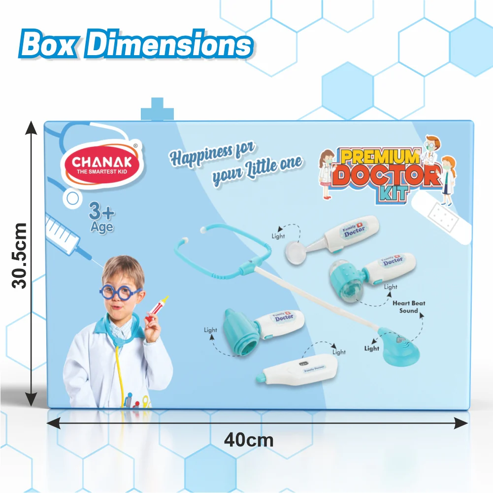 Chanak Doctor Kit for Kids 3+ Years | 10 Pc LED Instrument Pretend Play Set – BIS Approved (Blue) - Image 4
