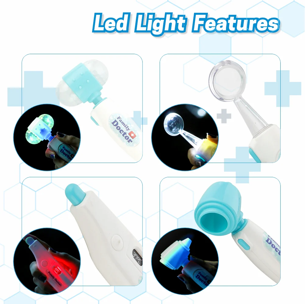 Chanak Doctor Kit for Kids 3+ Years | 10 Pc LED Instrument Pretend Play Set – BIS Approved (Blue) - Image 5