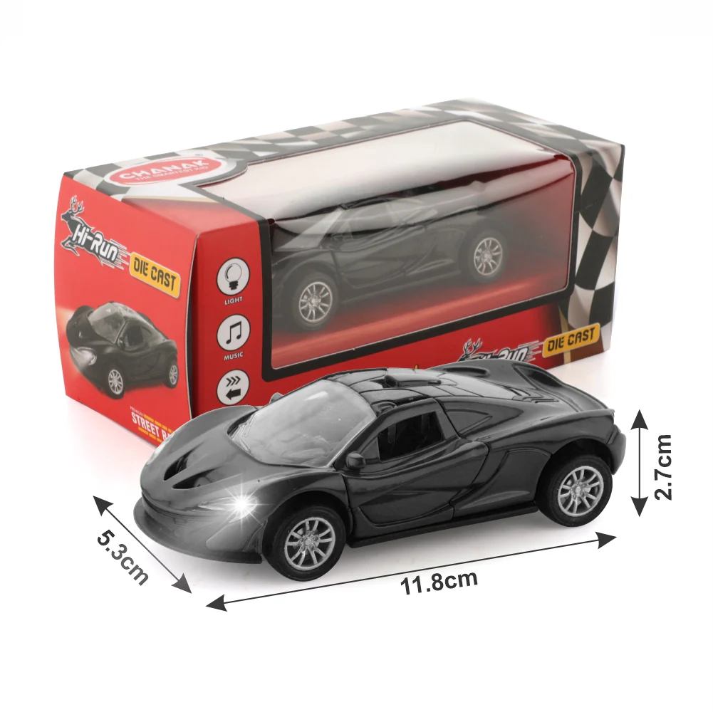 Chanak Die-Cast Metal Pull Back Car for Kids 3+ Years | LED Lights & Realistic Engine Sound – BIS Approved (Black) - Image 3