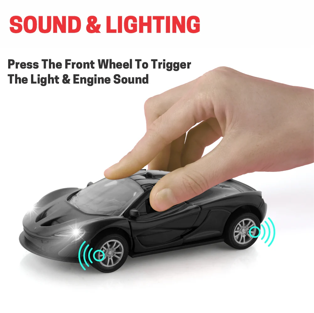 Chanak Die-Cast Metal Pull Back Car for Kids 3+ Years | LED Lights & Realistic Engine Sound – BIS Approved (Black) - Image 4